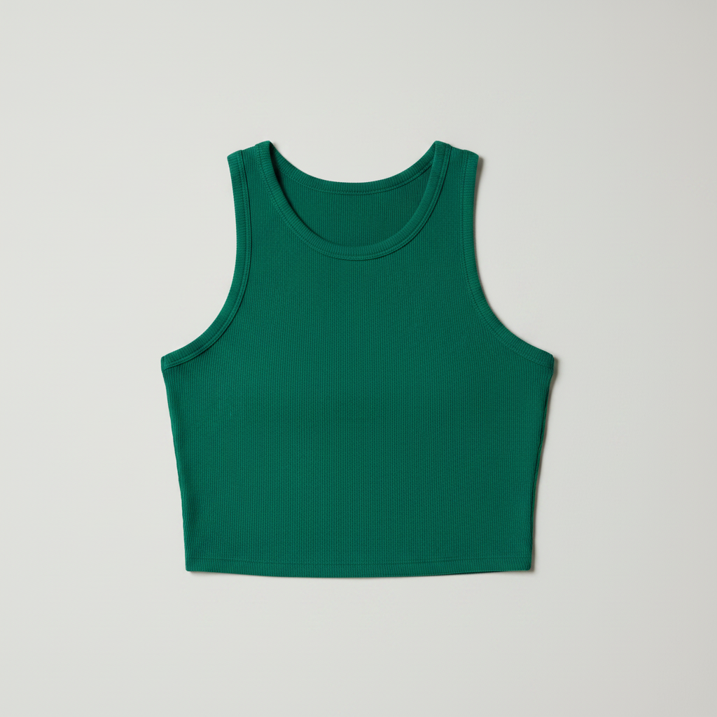 Canotta costina crop|Colore:Smeraldo