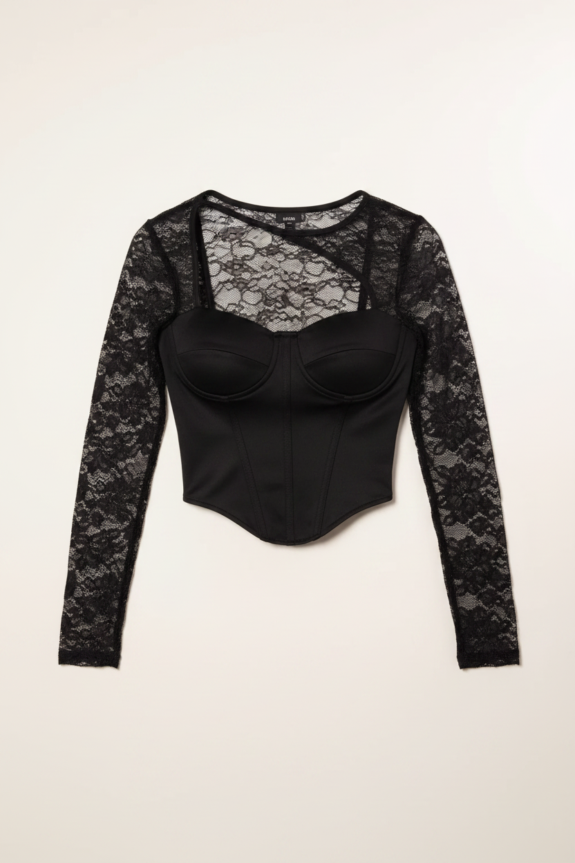 Top Bustier a cuore|Colore:Nero