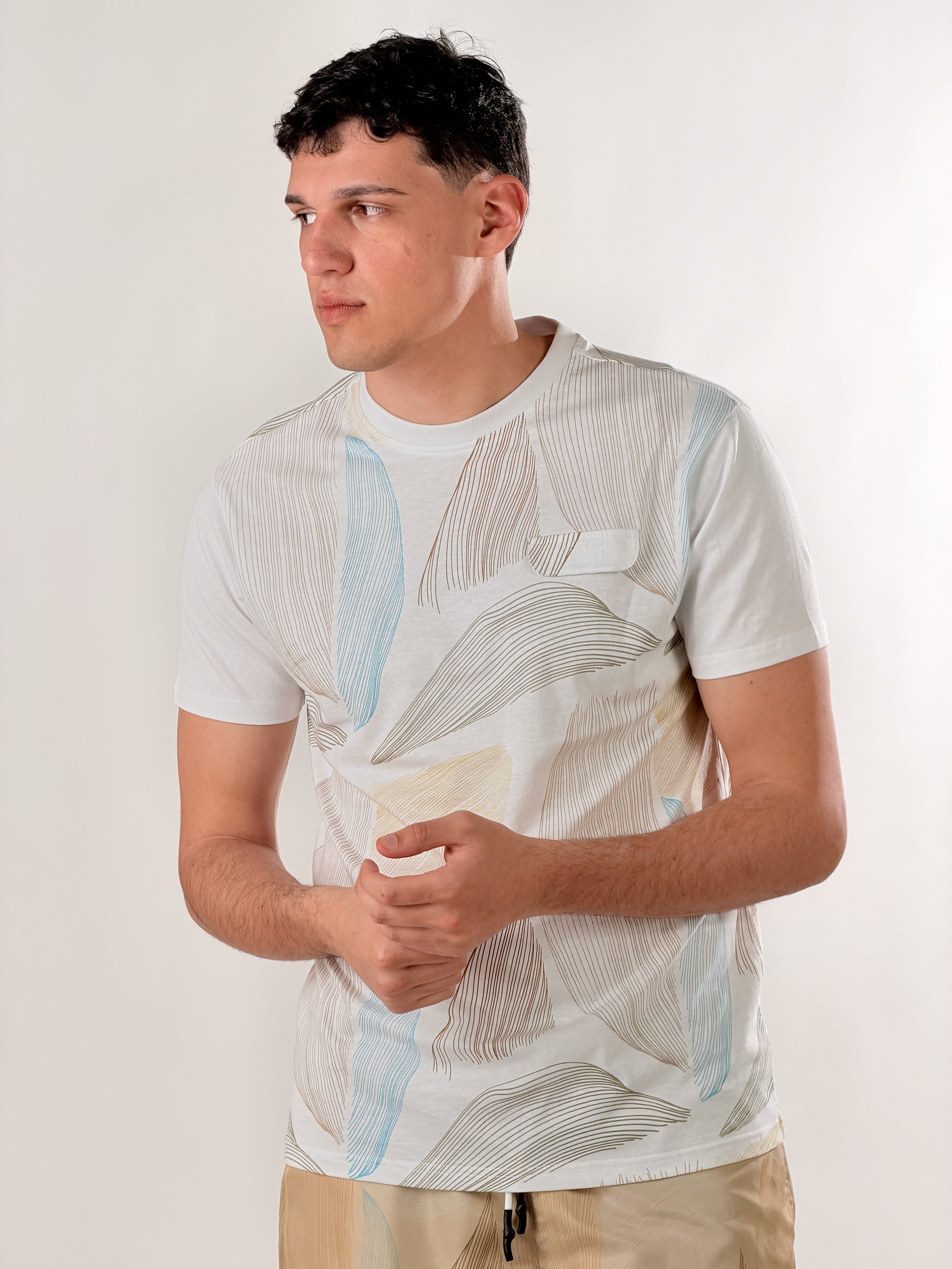 T-Shirt stampa botanica|Colore:Beige