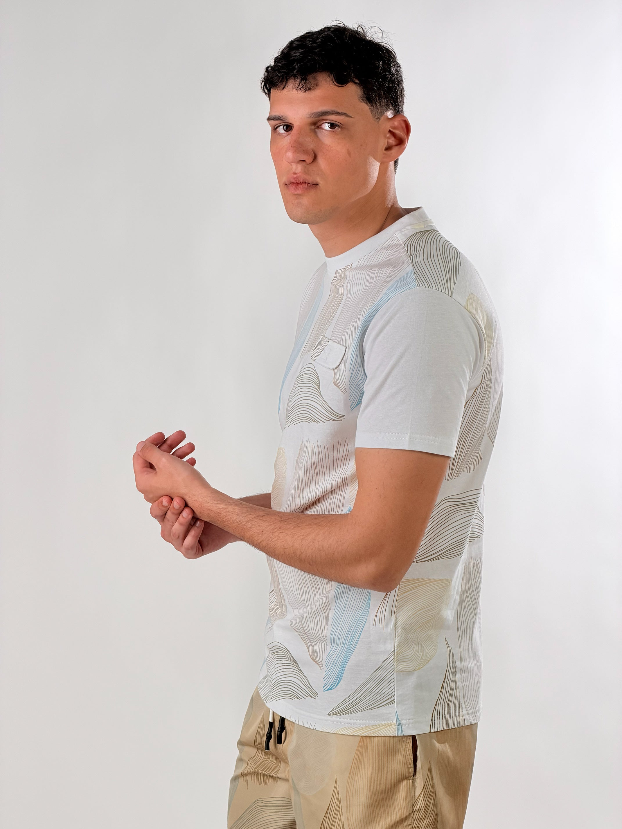 T-Shirt stampa botanica|Colore:Beige