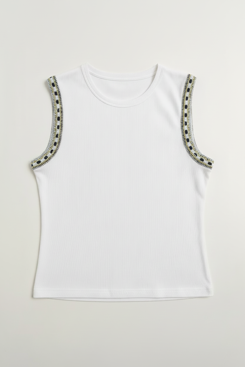 T-shirt con passamaneria|Colore:Bianco latte