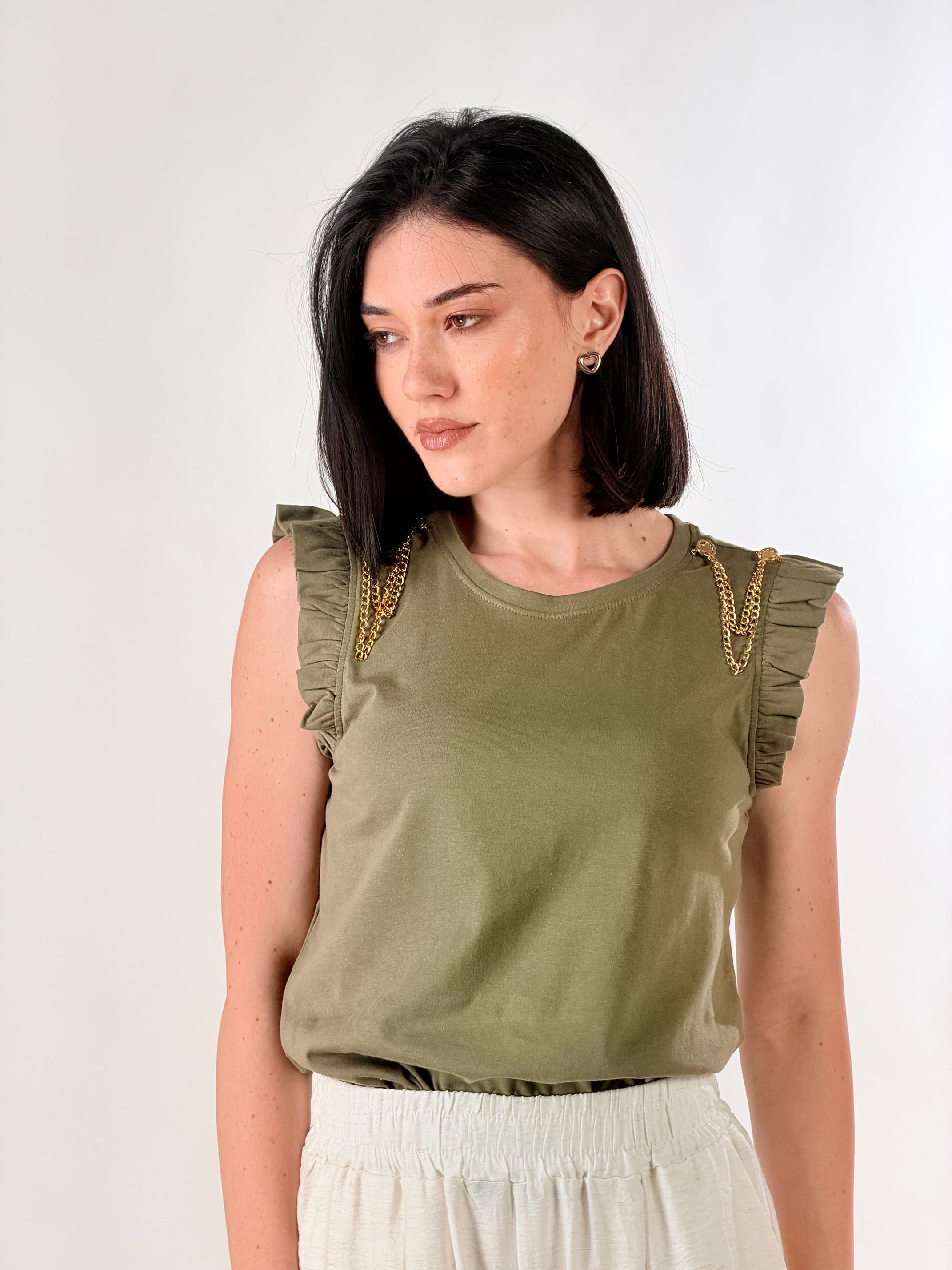 T-shirt con accessorio|Colore:Salvia