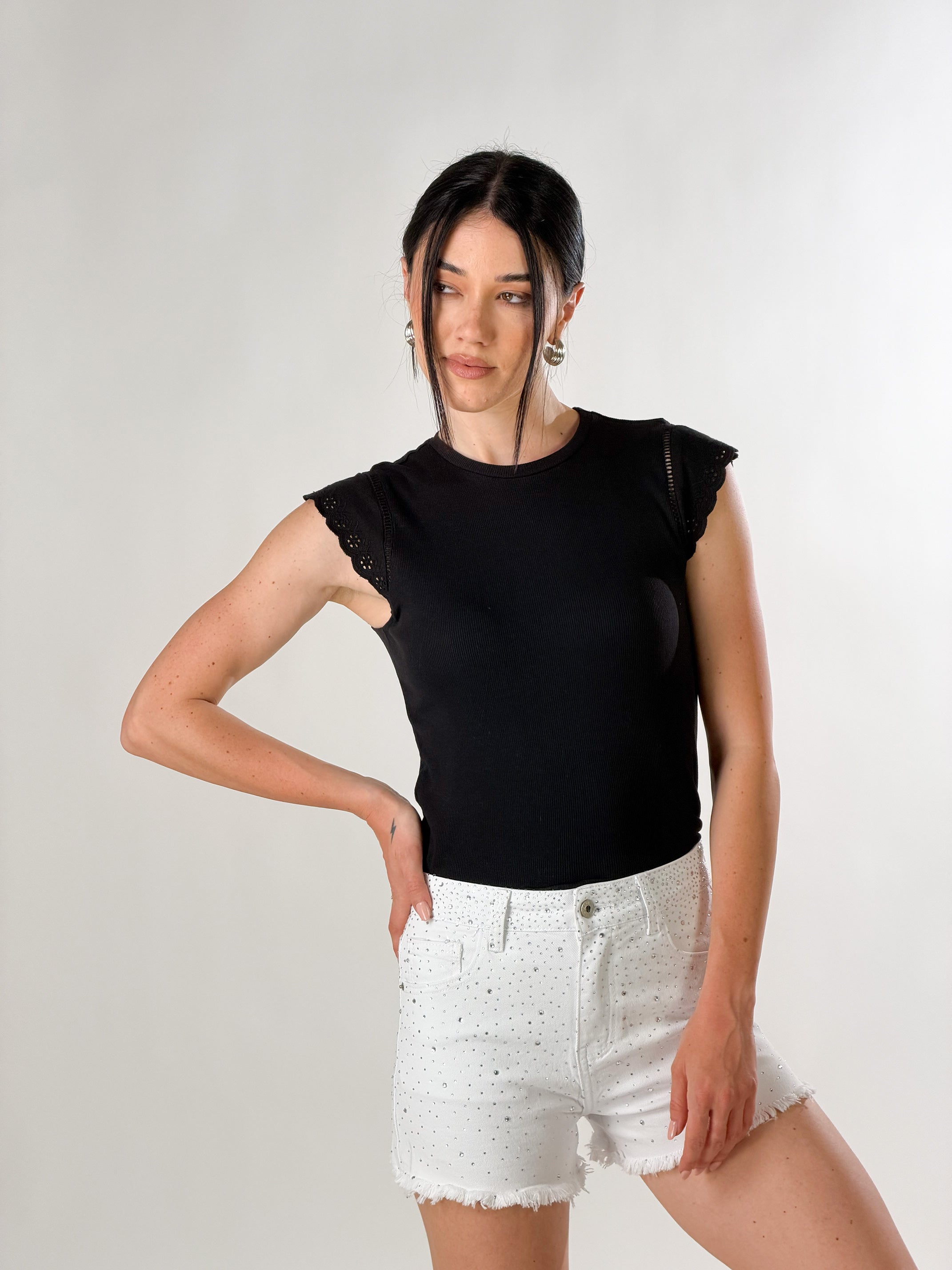 Shorts White Strass|Colore:Bianco