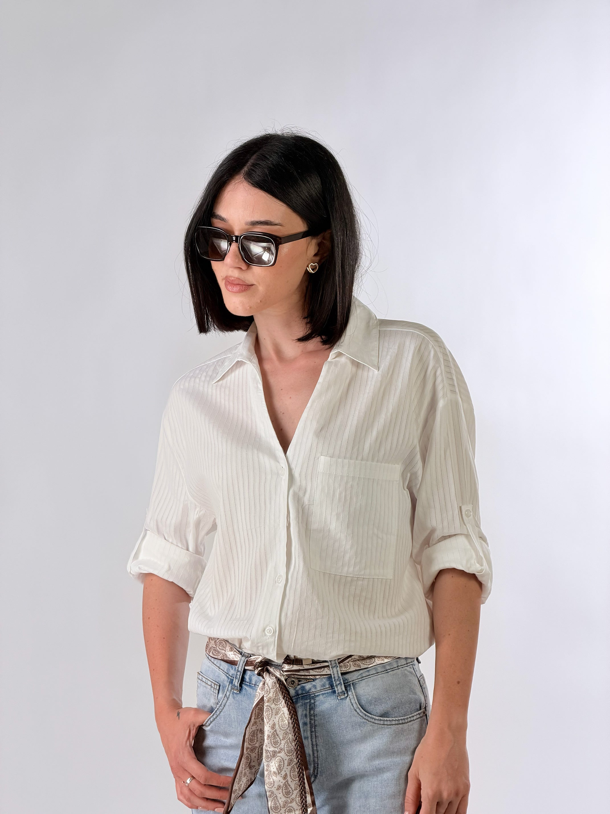 Camicia tessuto semitrasparente|Colore:Bianco