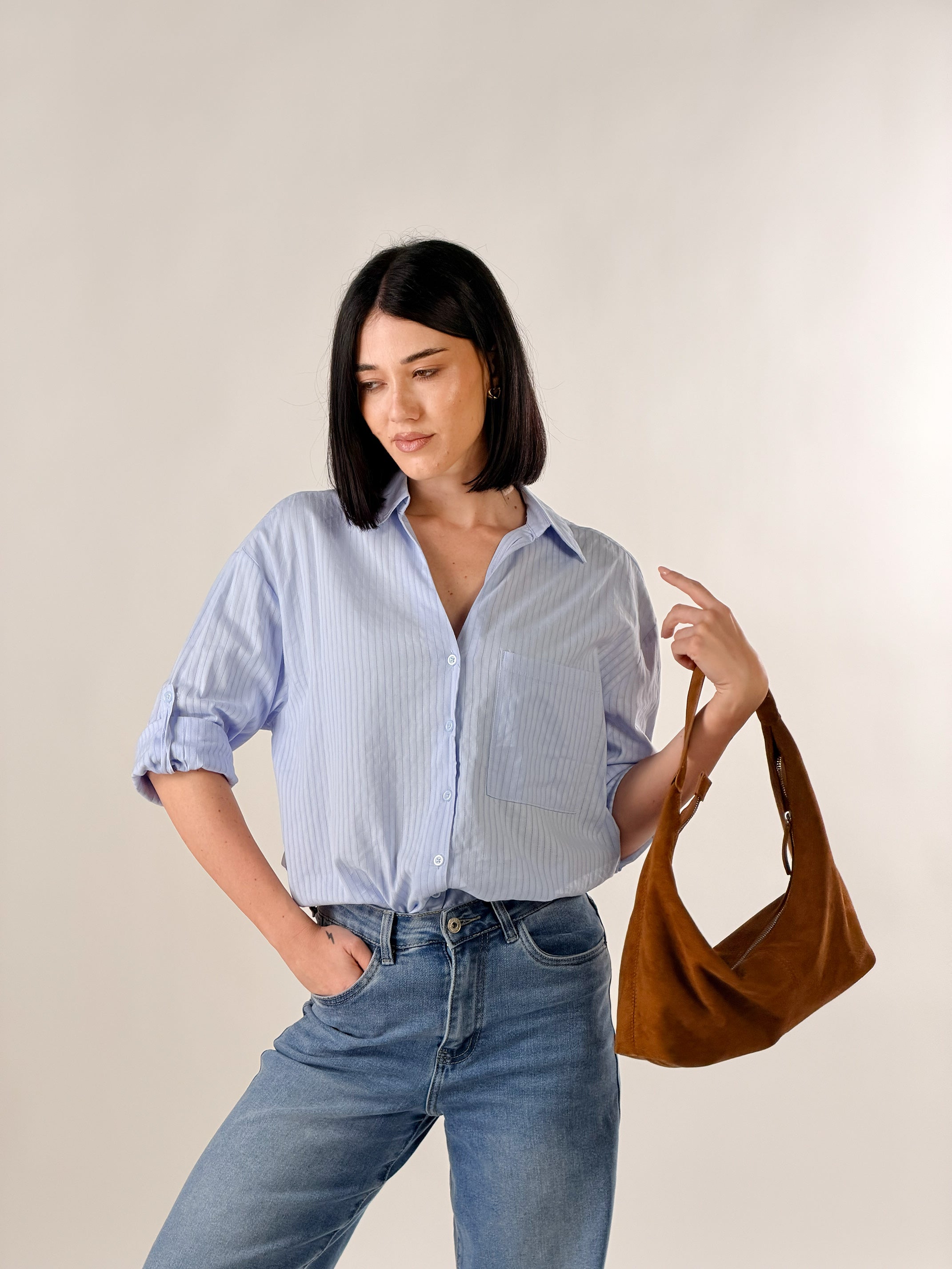 Camicia tessuto semitrasparente|Colore:Celeste