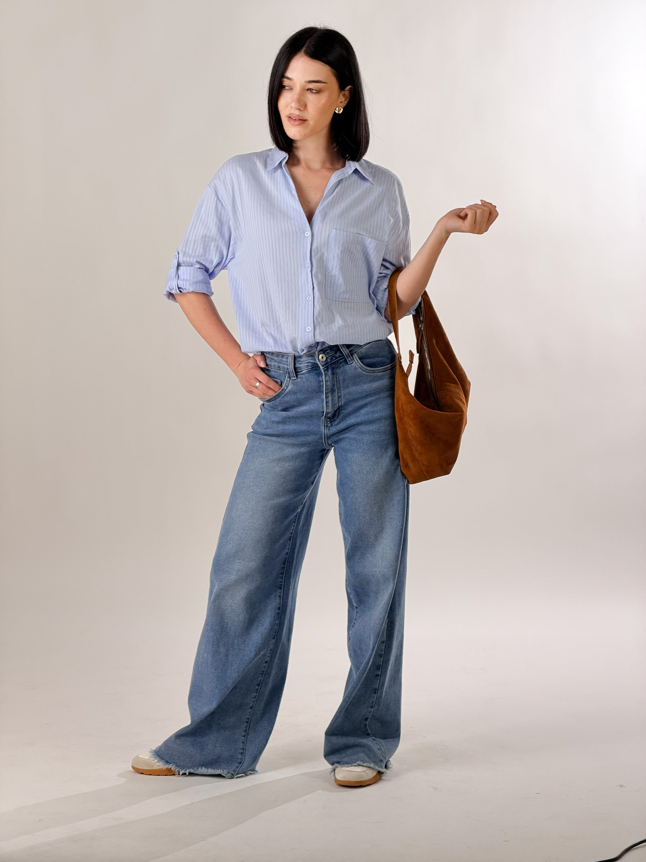 Camicia tessuto semitrasparente|Colore:Celeste