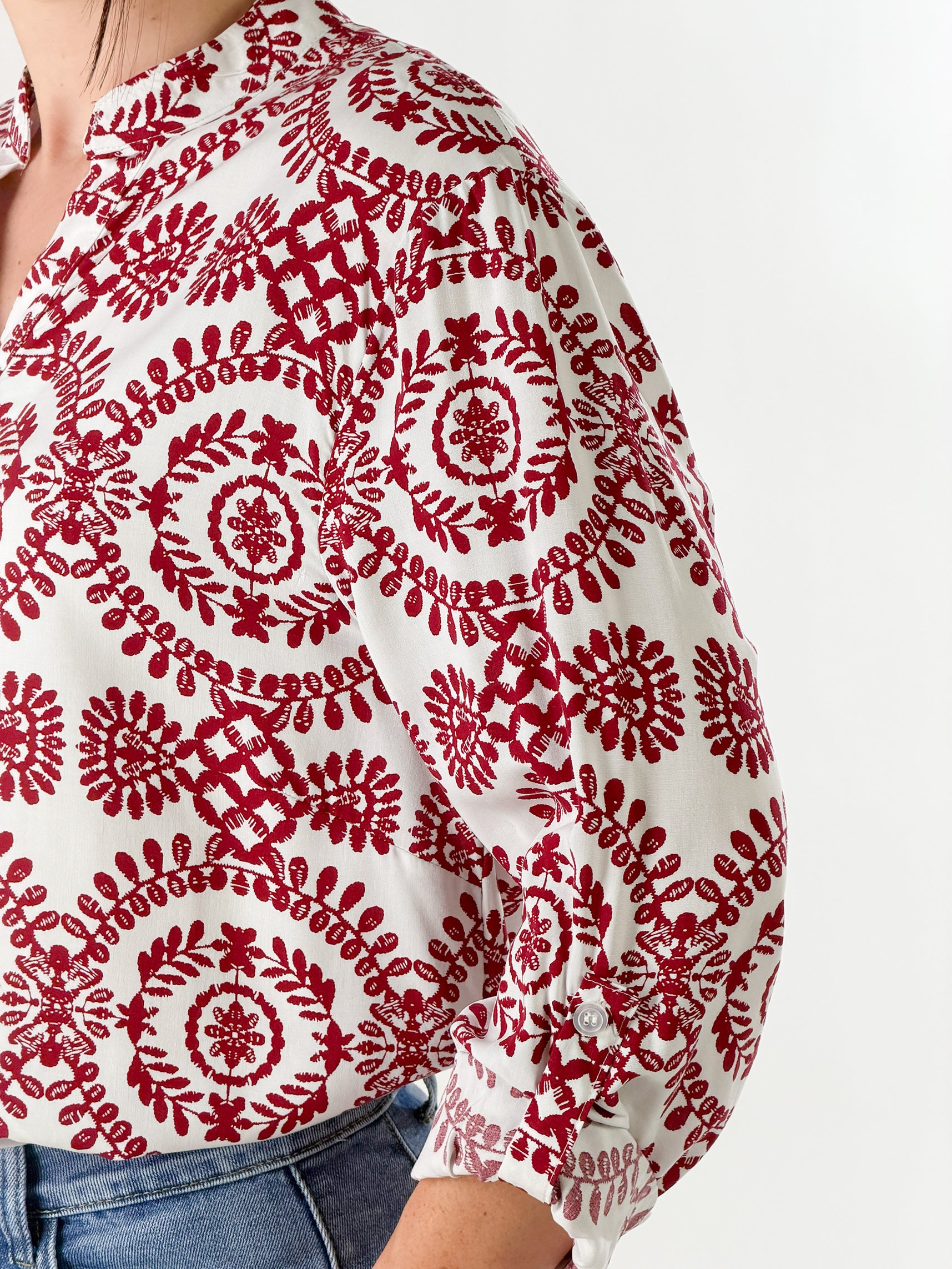 Camicia con stampa arabesca|Colore:Rosso india