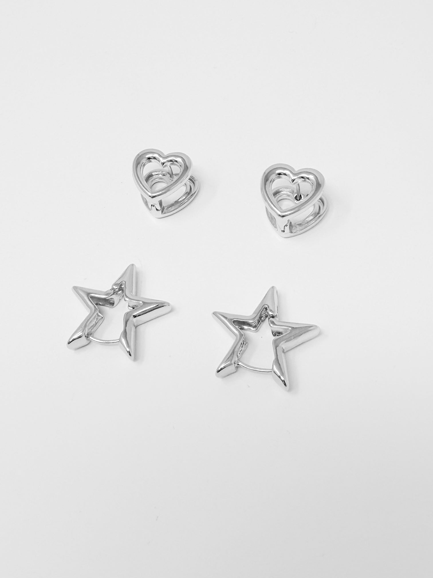 Set orecchini stella e cuore|Colore:Argento