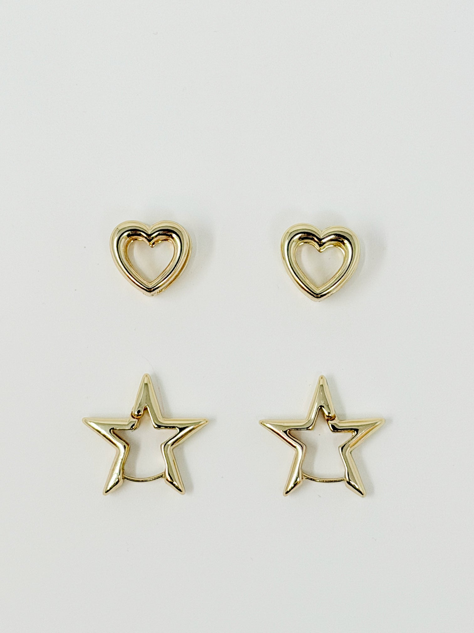 Set orecchini stella e cuore|Colore:Oro