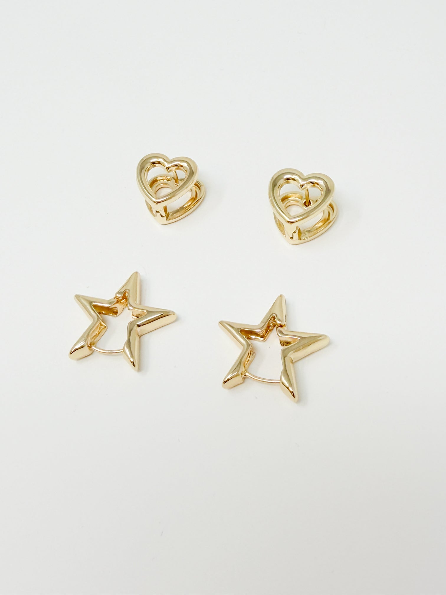 Set orecchini stella e cuore|Colore:Oro