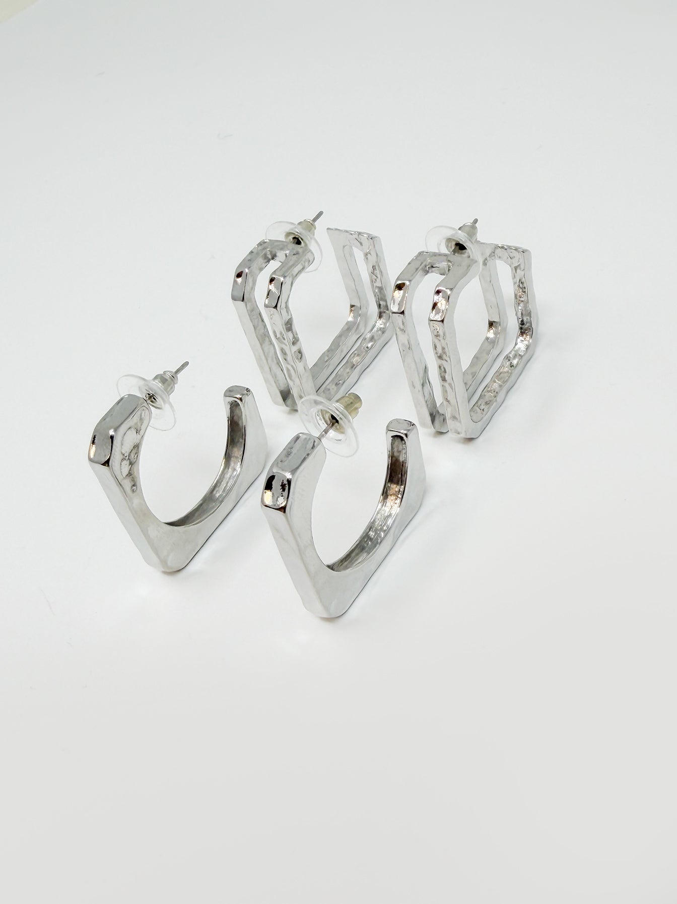 Set orecchini geometrici|Colore:Argento