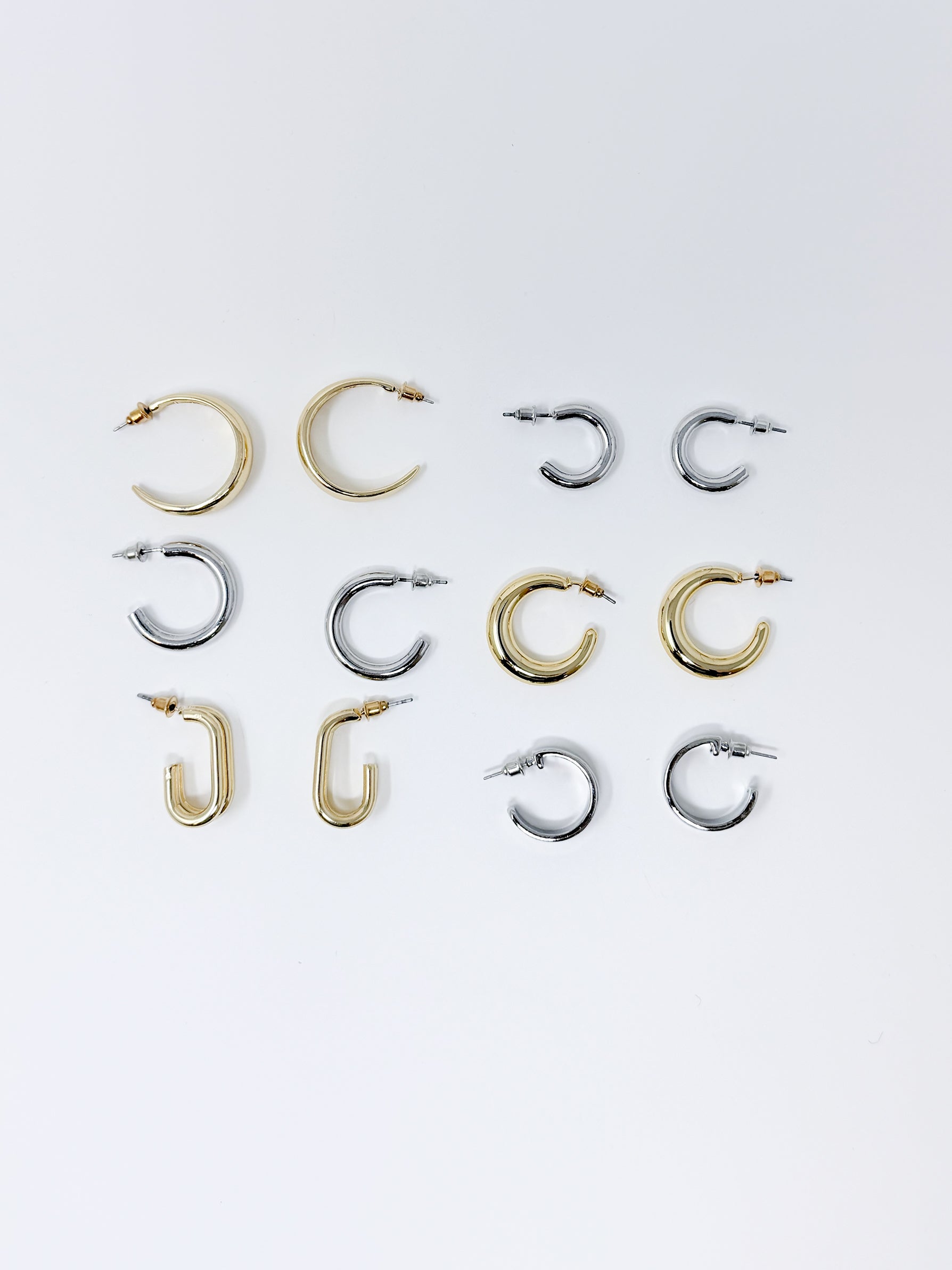 Set Orecchini misti geometrici|Colore:Oro/argento