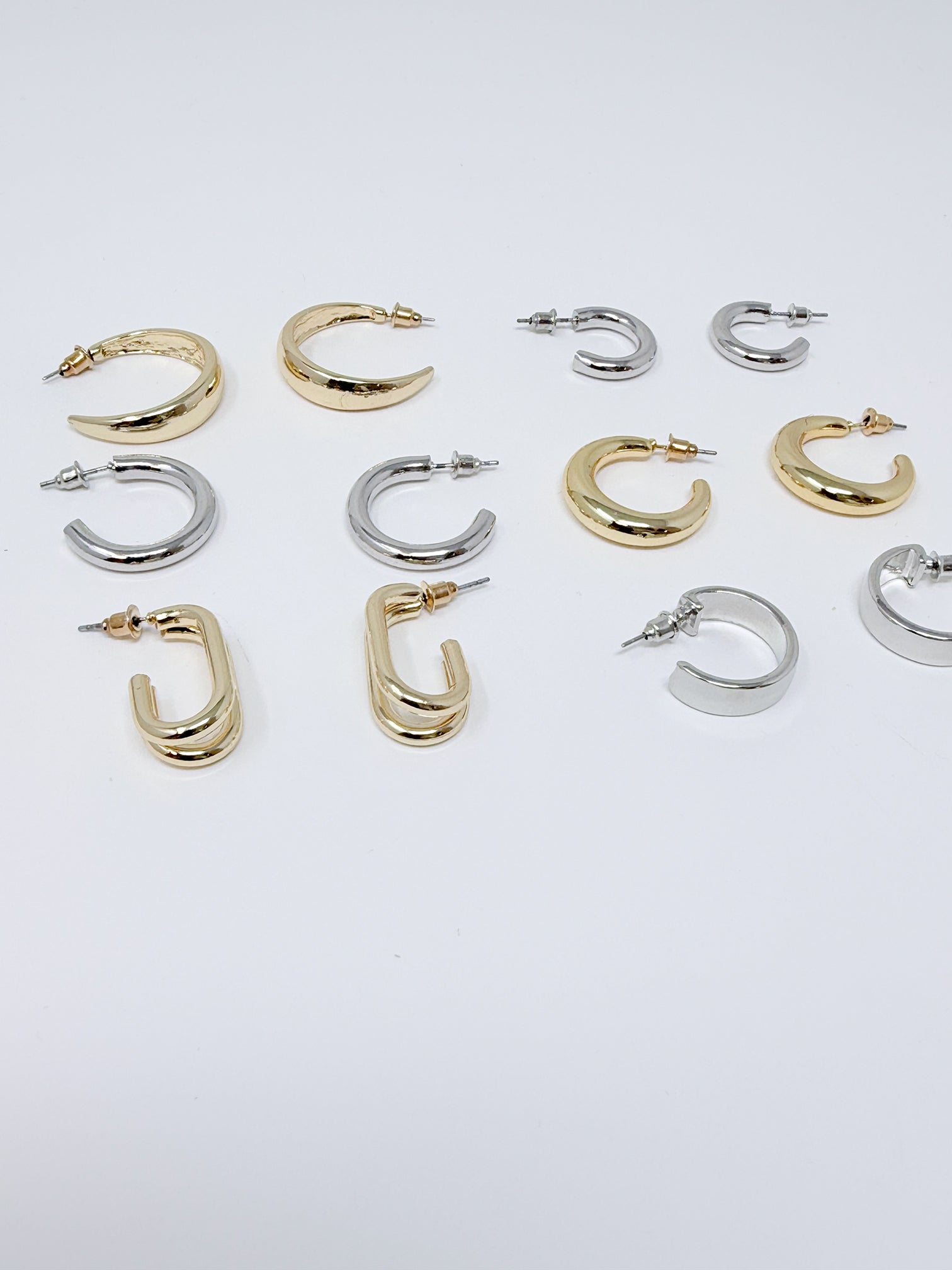 Set Orecchini misti geometrici|Colore:Oro/argento
