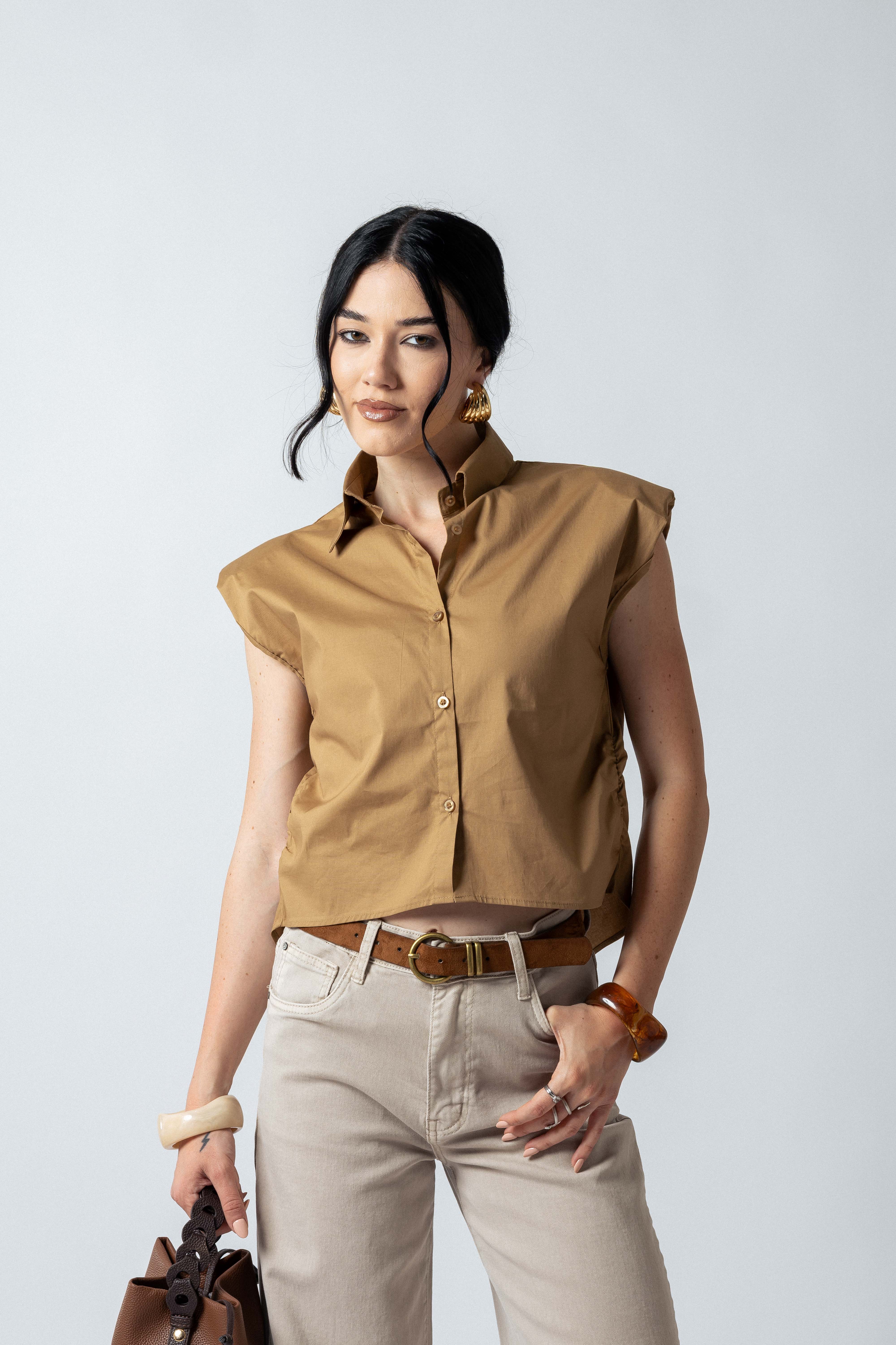 Camicia con spalline|Colore:Cammello
