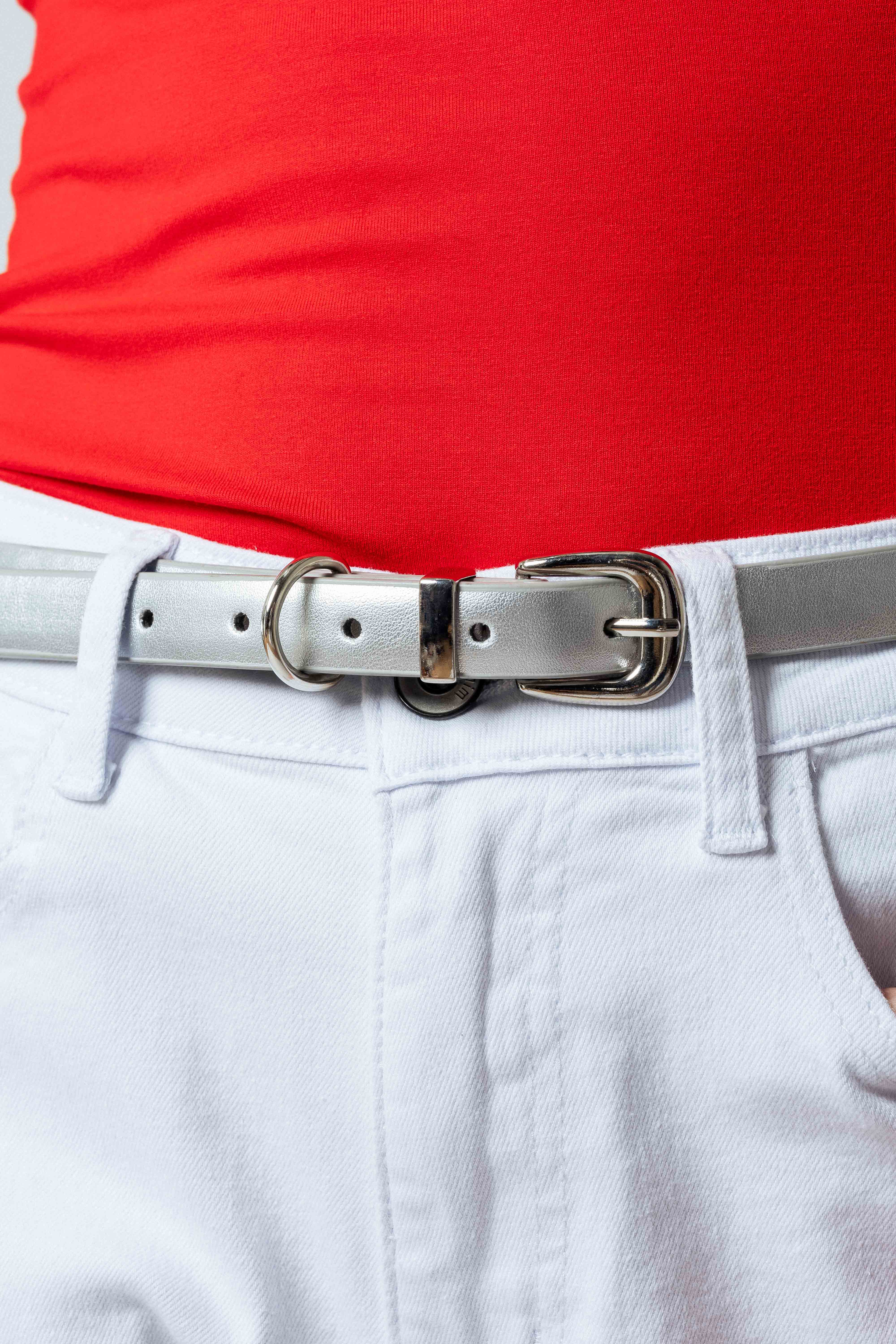 Cintura sottile effetto pelle|Colore:Argento