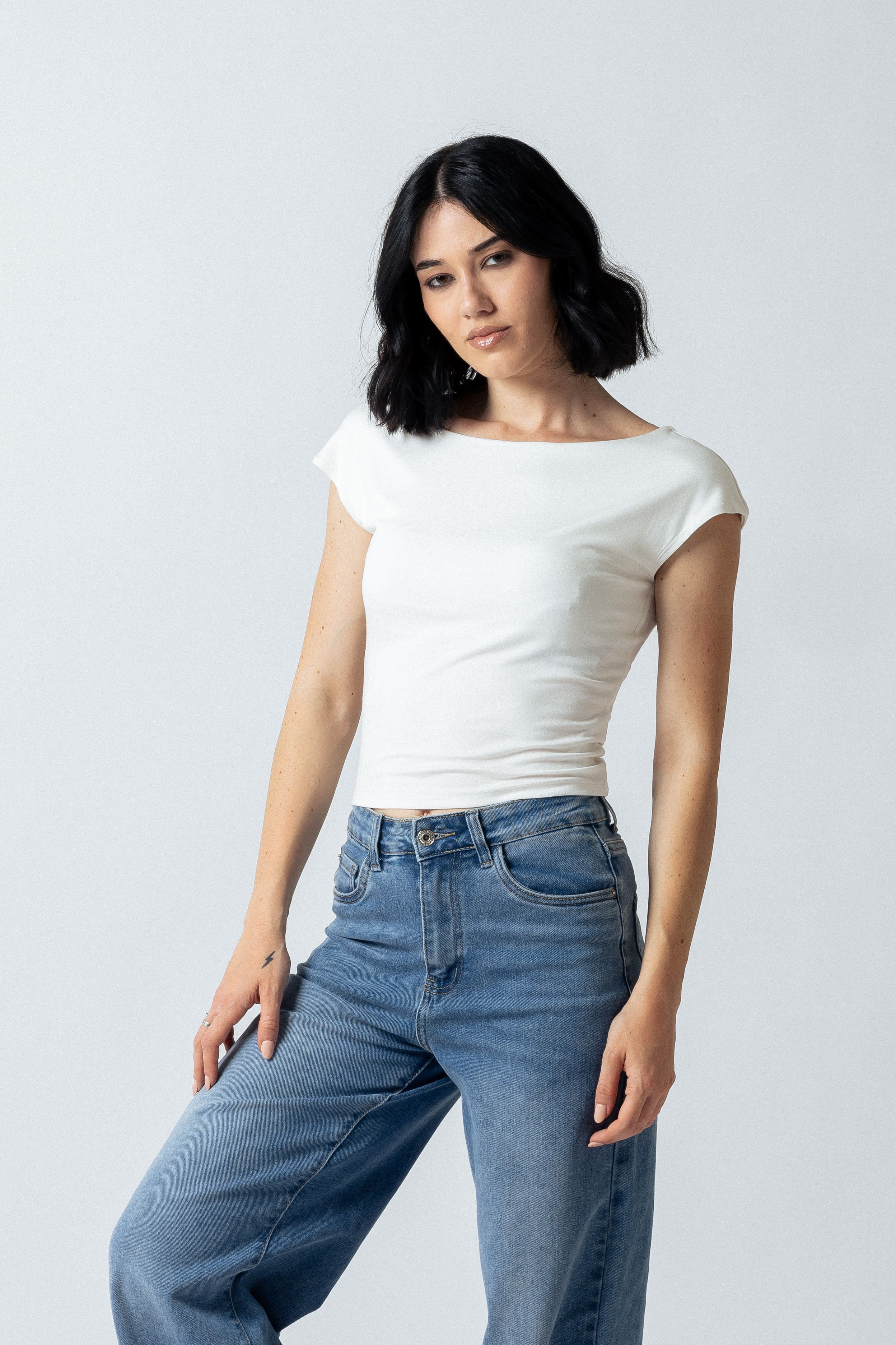 Maglia scollo a barchetta medium|Colore:Panna