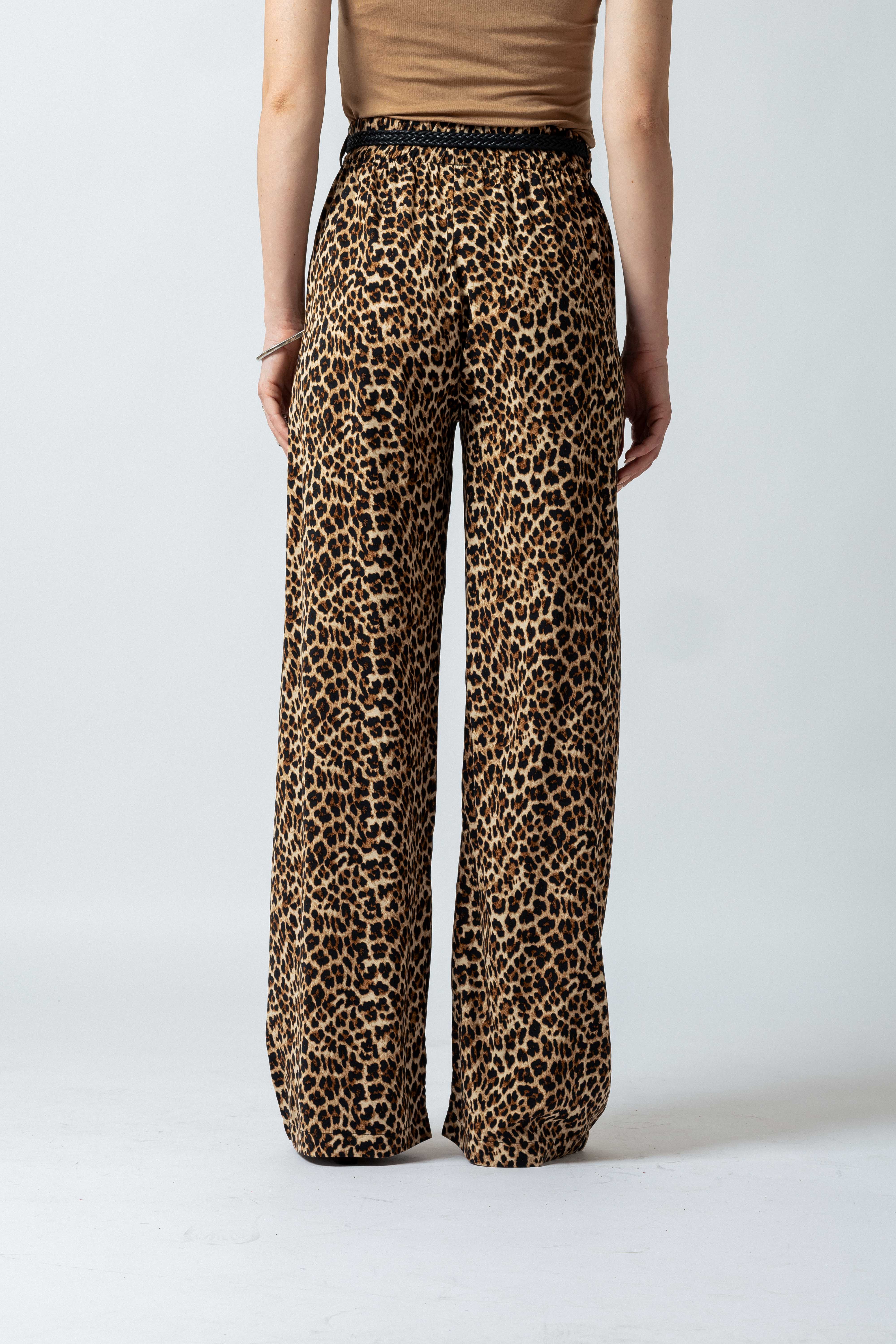 Pantalone palazzo leopardato|Colore:Cammello/nero