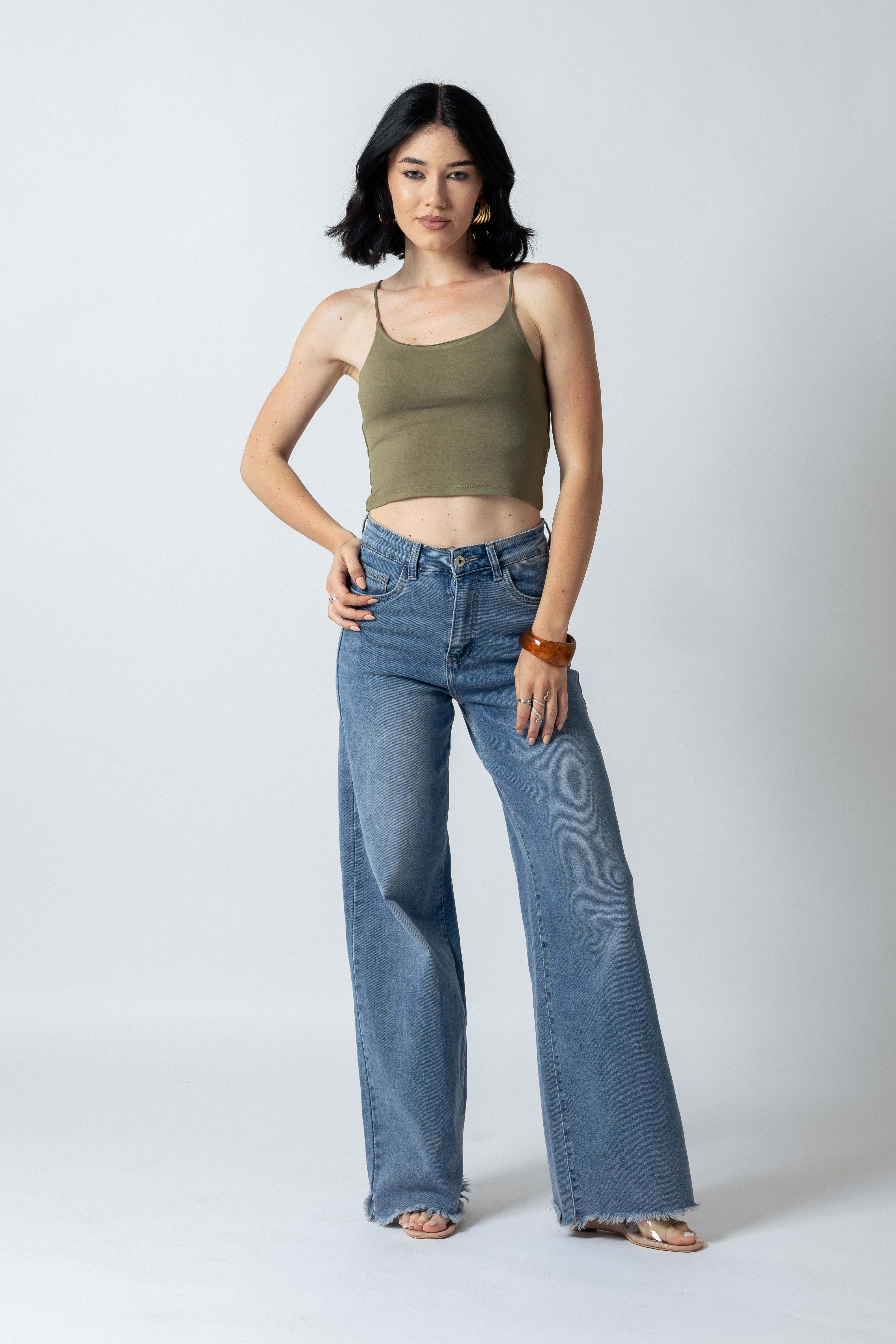 Top bretelle sottili scollo tondo|Colore:Salvia