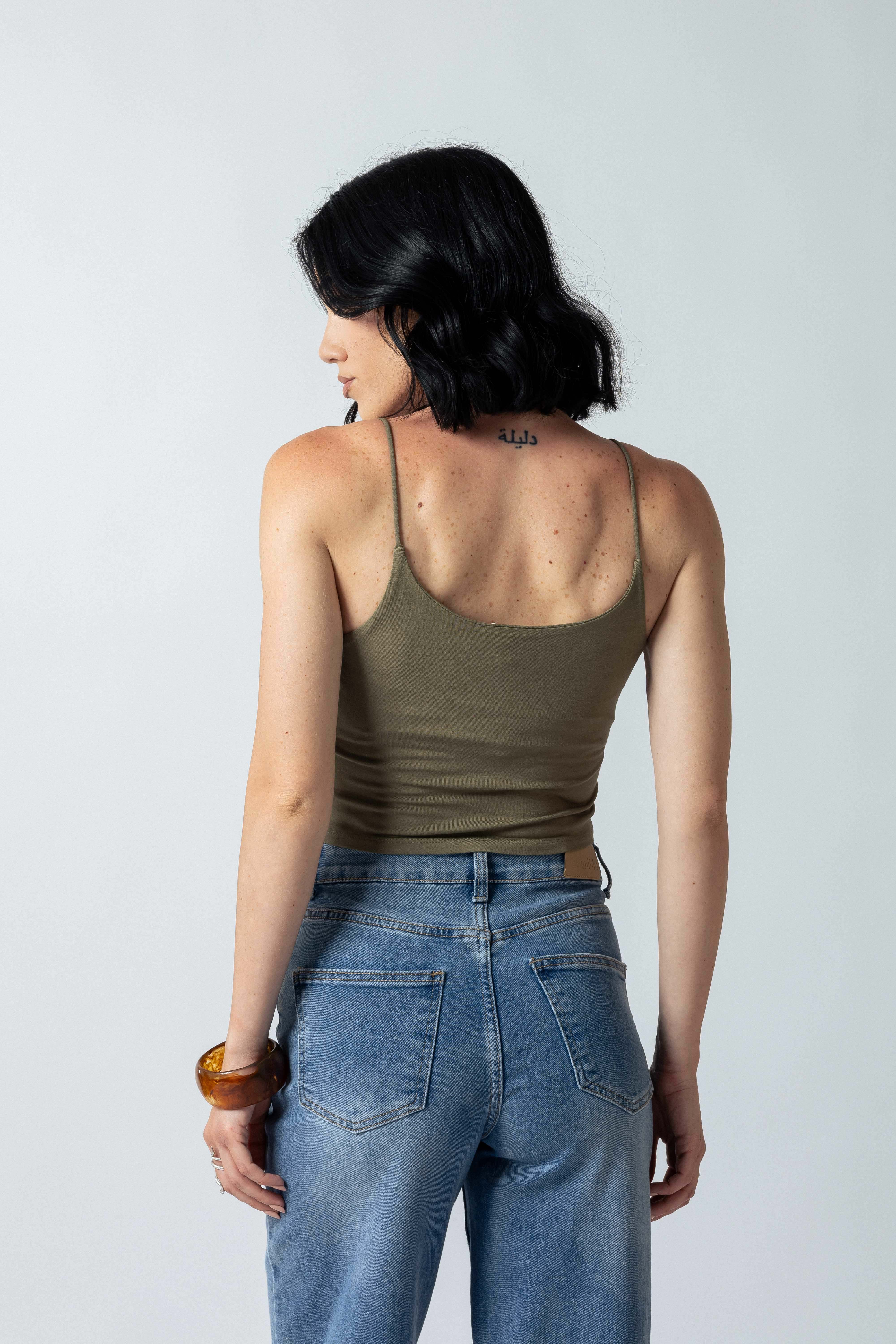 Top bretelle sottili scollo tondo|Colore:Salvia