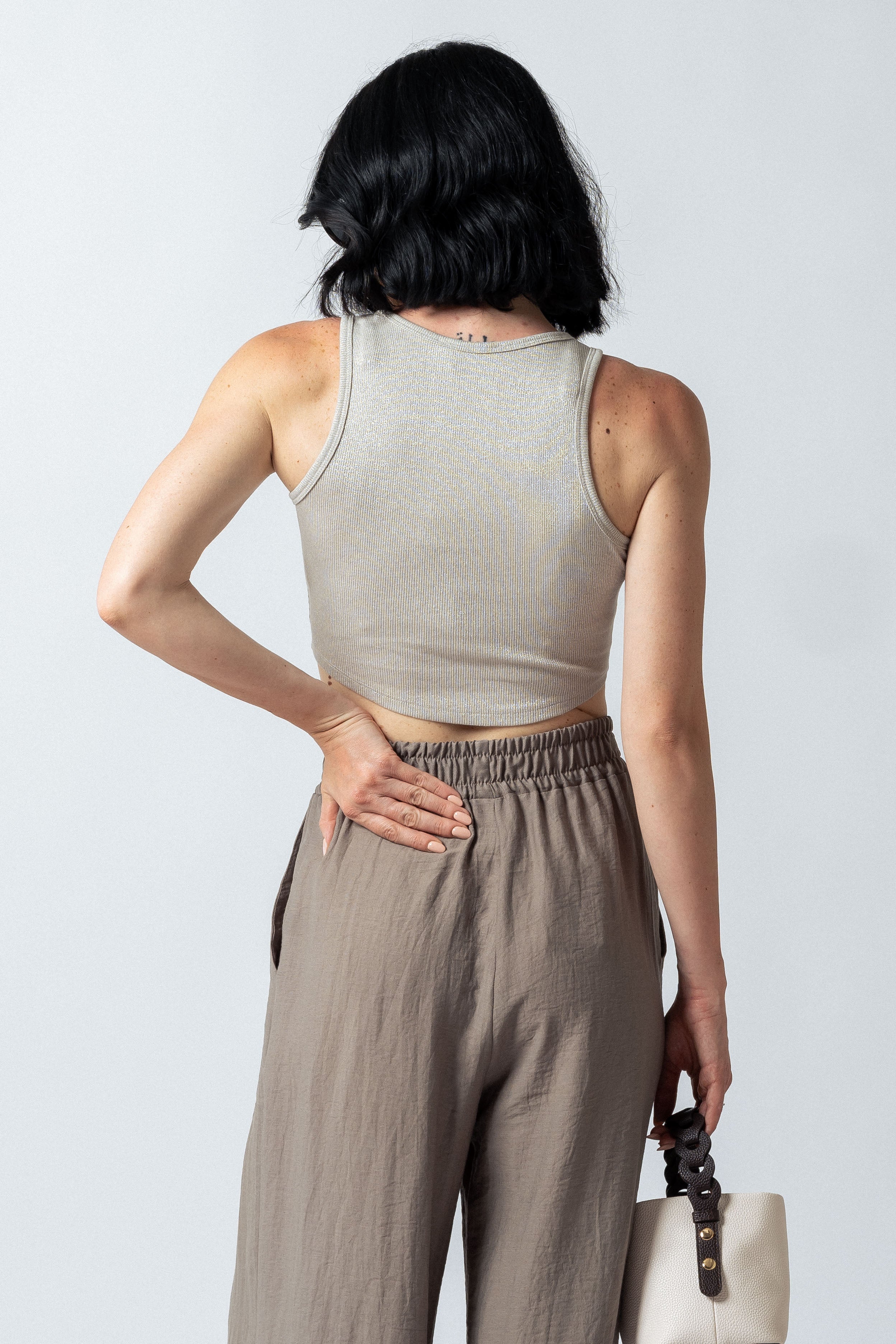 Top con orlo curvato|Colore:Beige