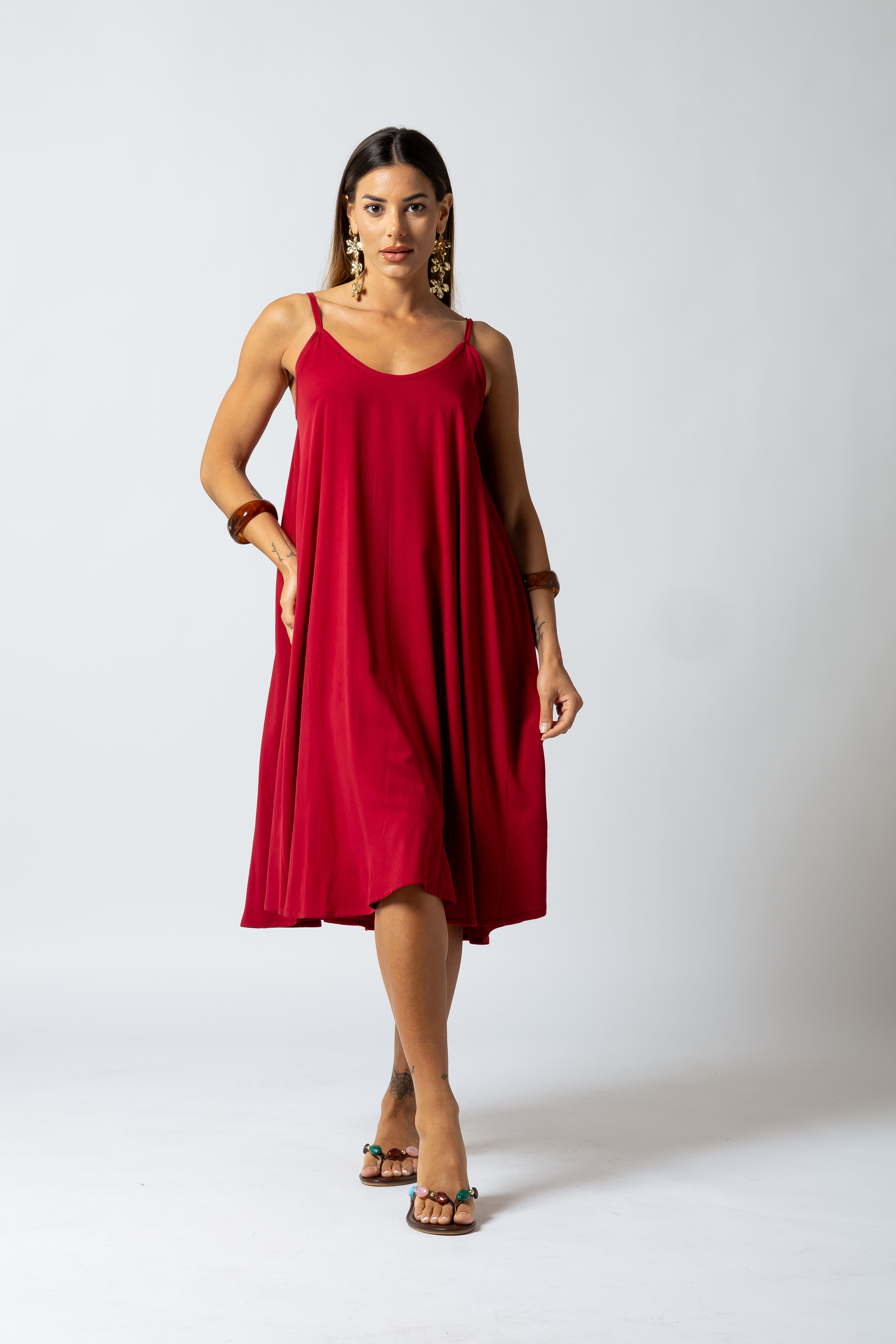 Vestito Salina Midi|Colore:Rosso india