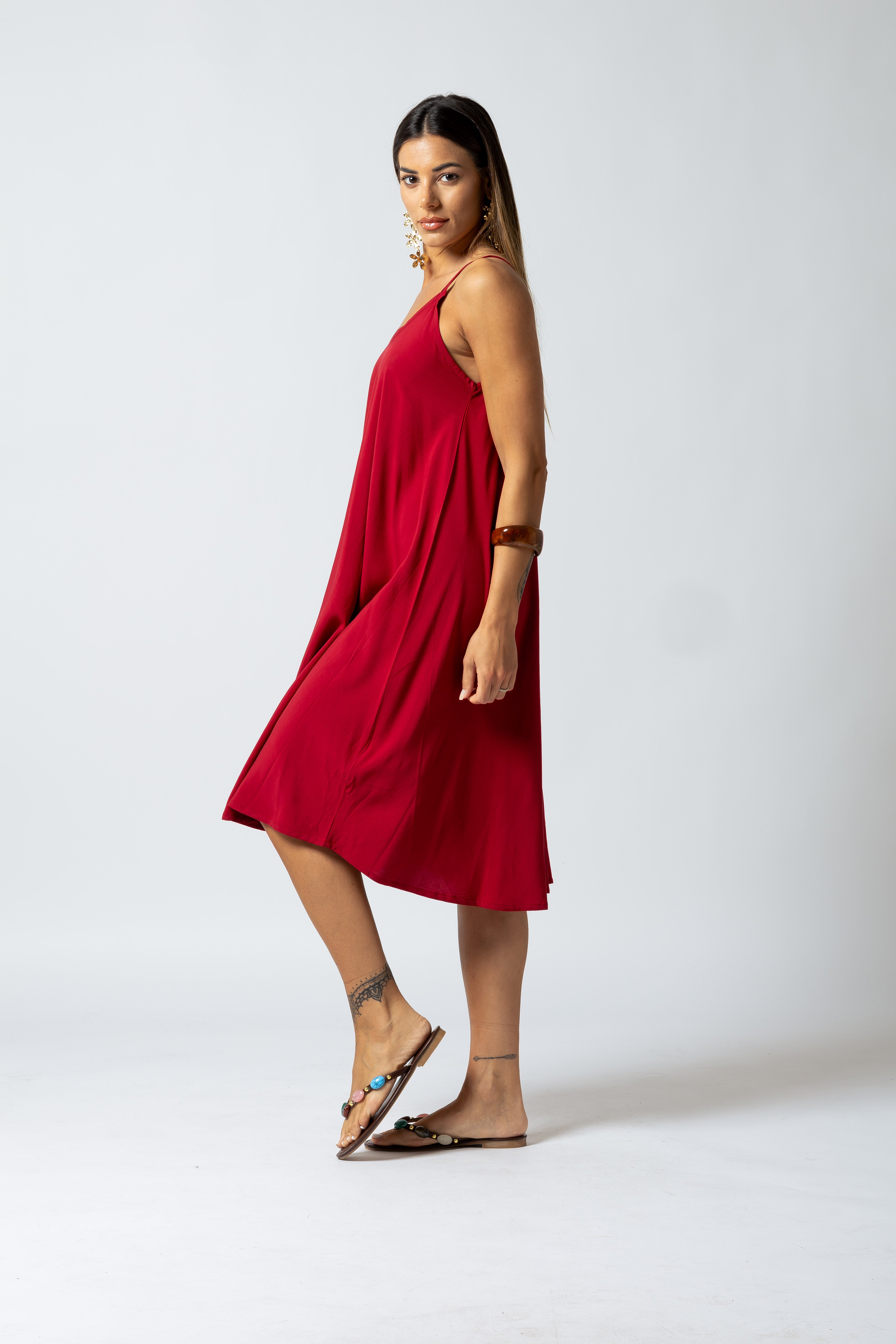 Vestito Salina Midi|Colore:Rosso india