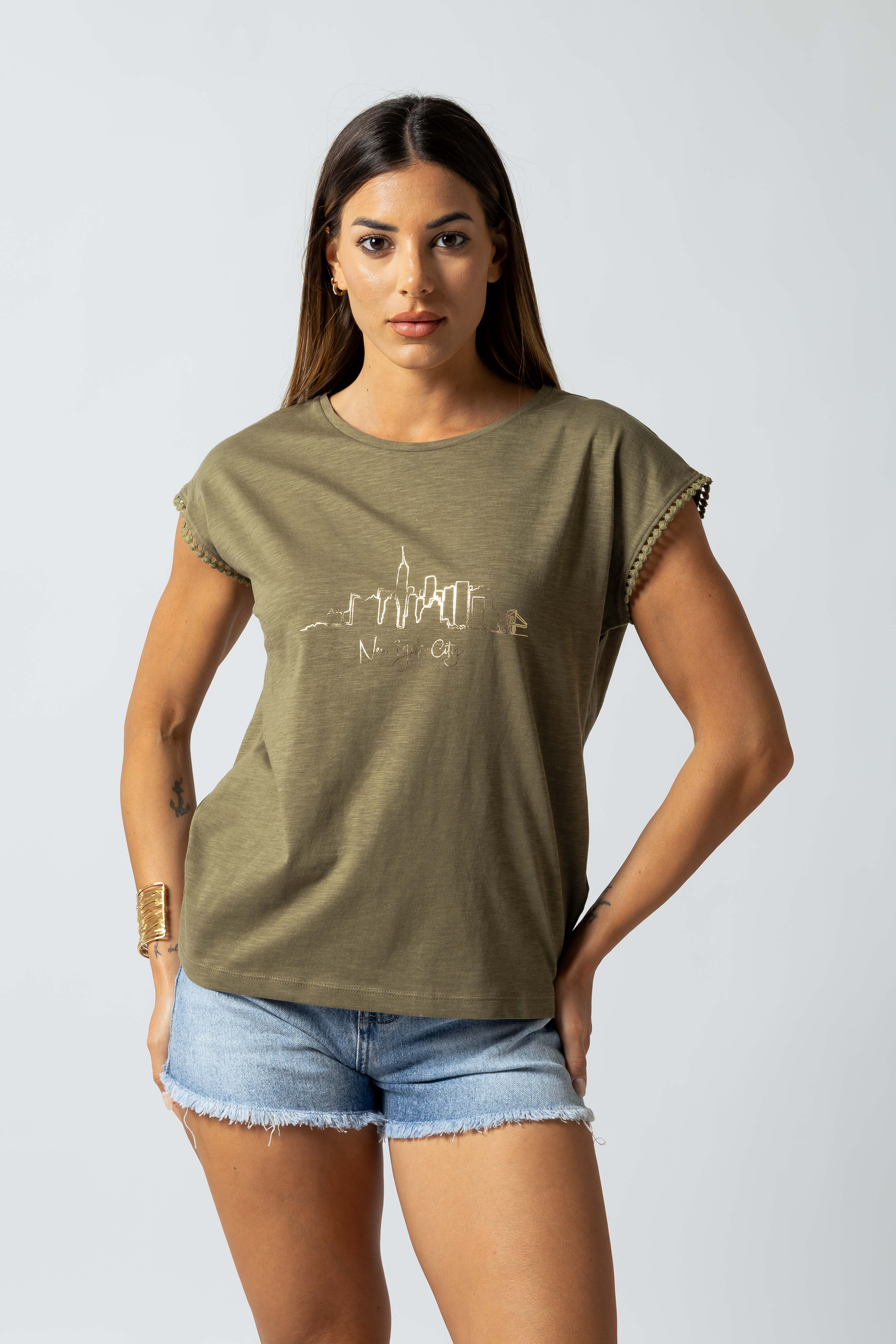 T-Shirt Skiline New York|Colore:Salvia