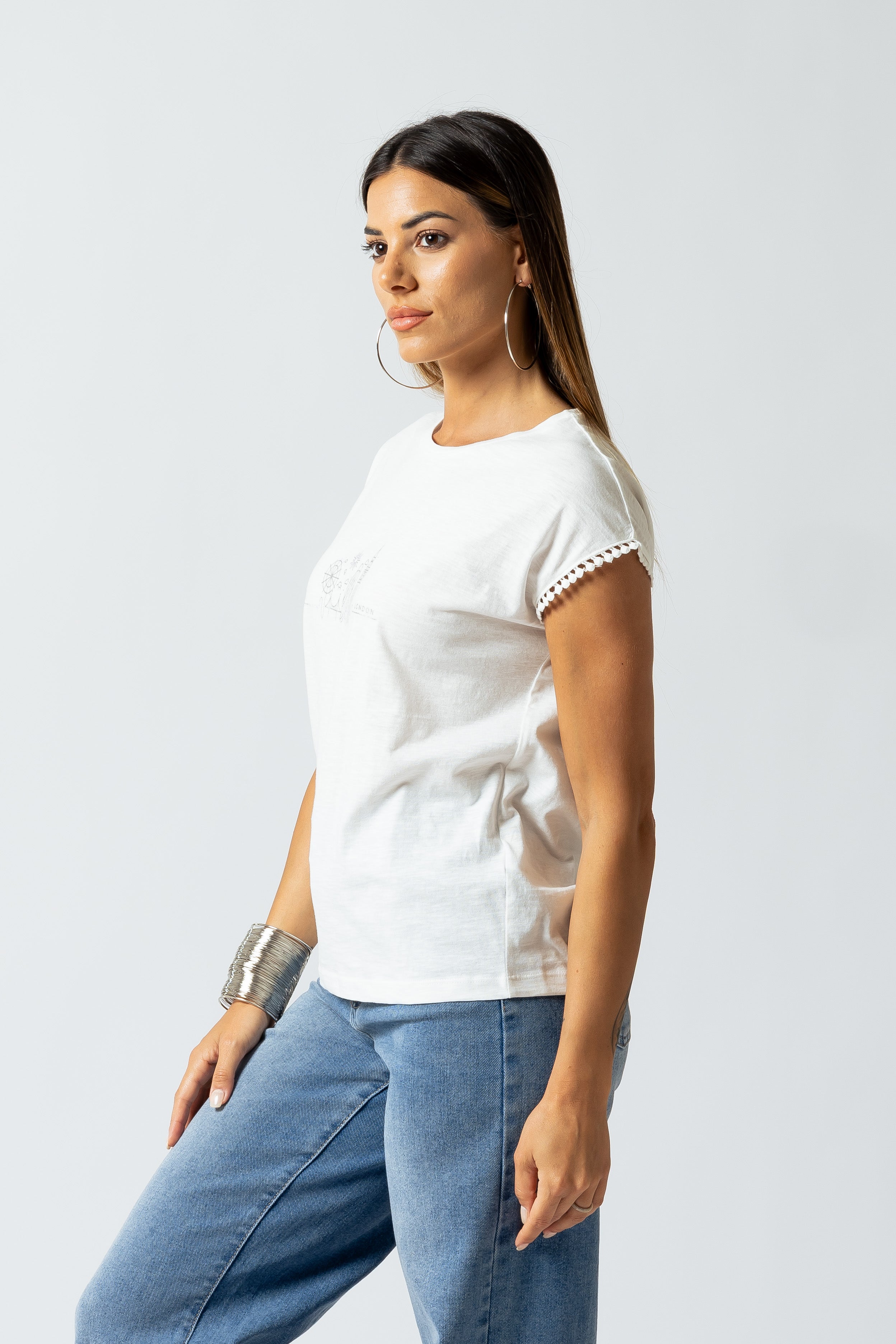 T-Shirt Skiline New York|Colore:Bianco latte