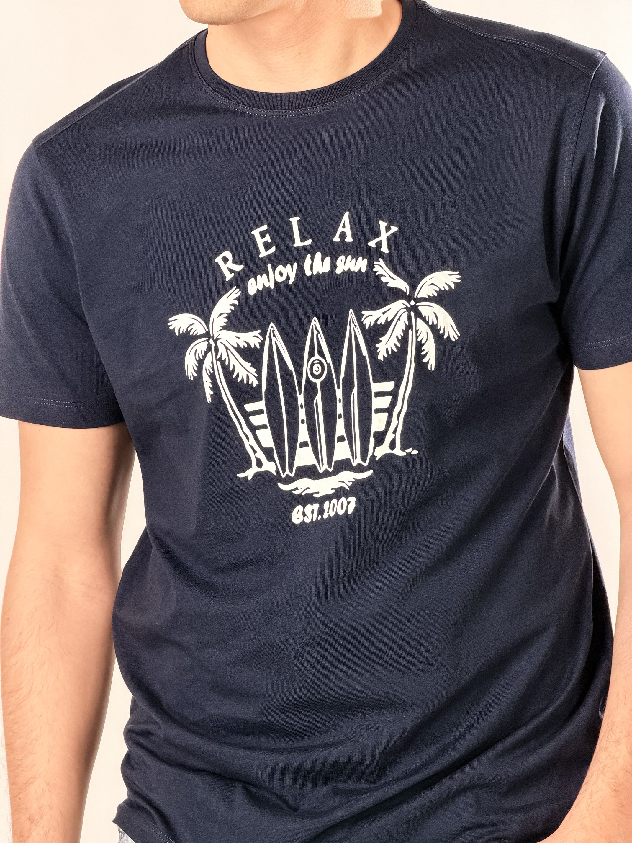 T -Shirt RELAX enjoy the sun|Colore:Blu chiaro