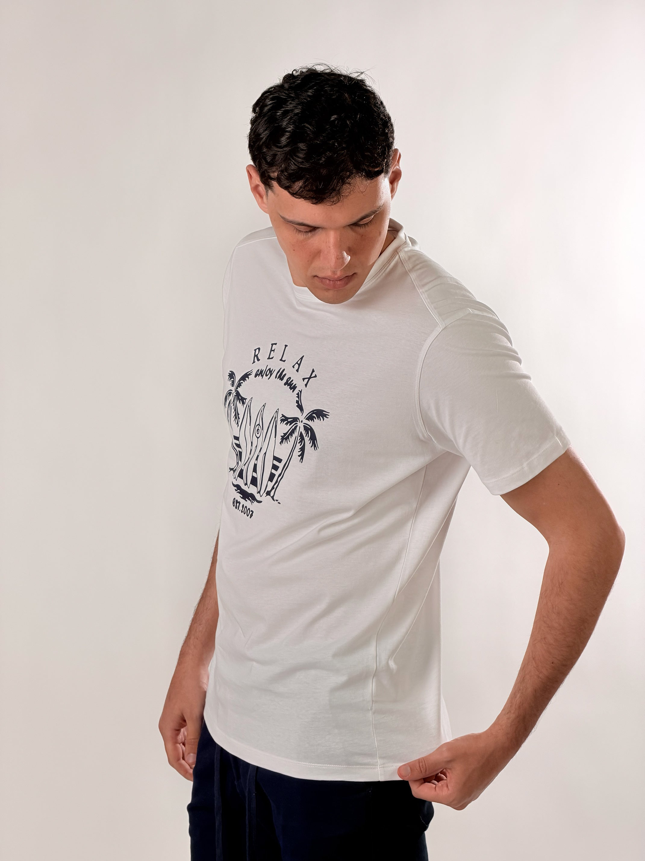 T -Shirt RELAX enjoy the sun|Colore:Bianco