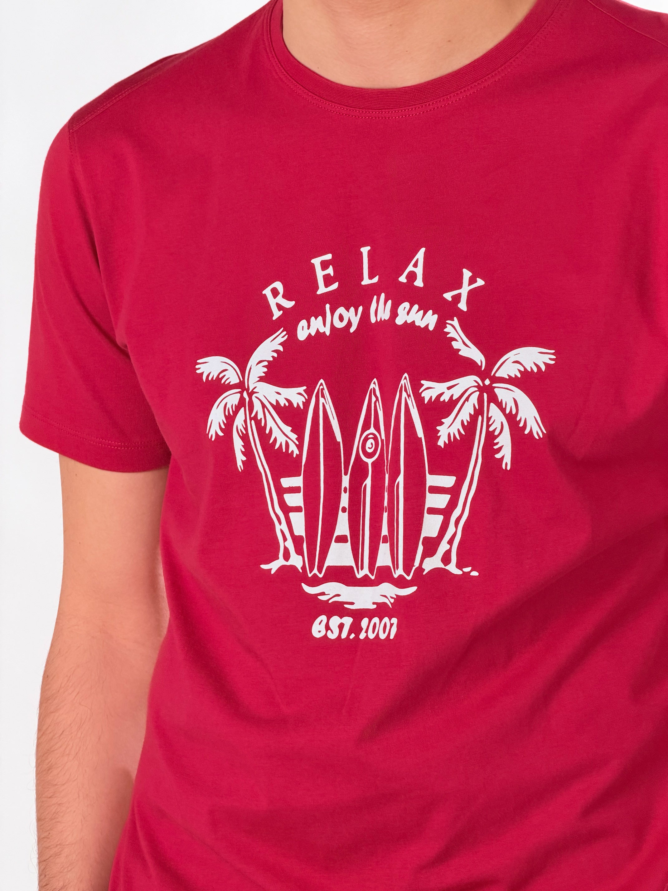 T -Shirt RELAX enjoy the sun|Colore:Corallo