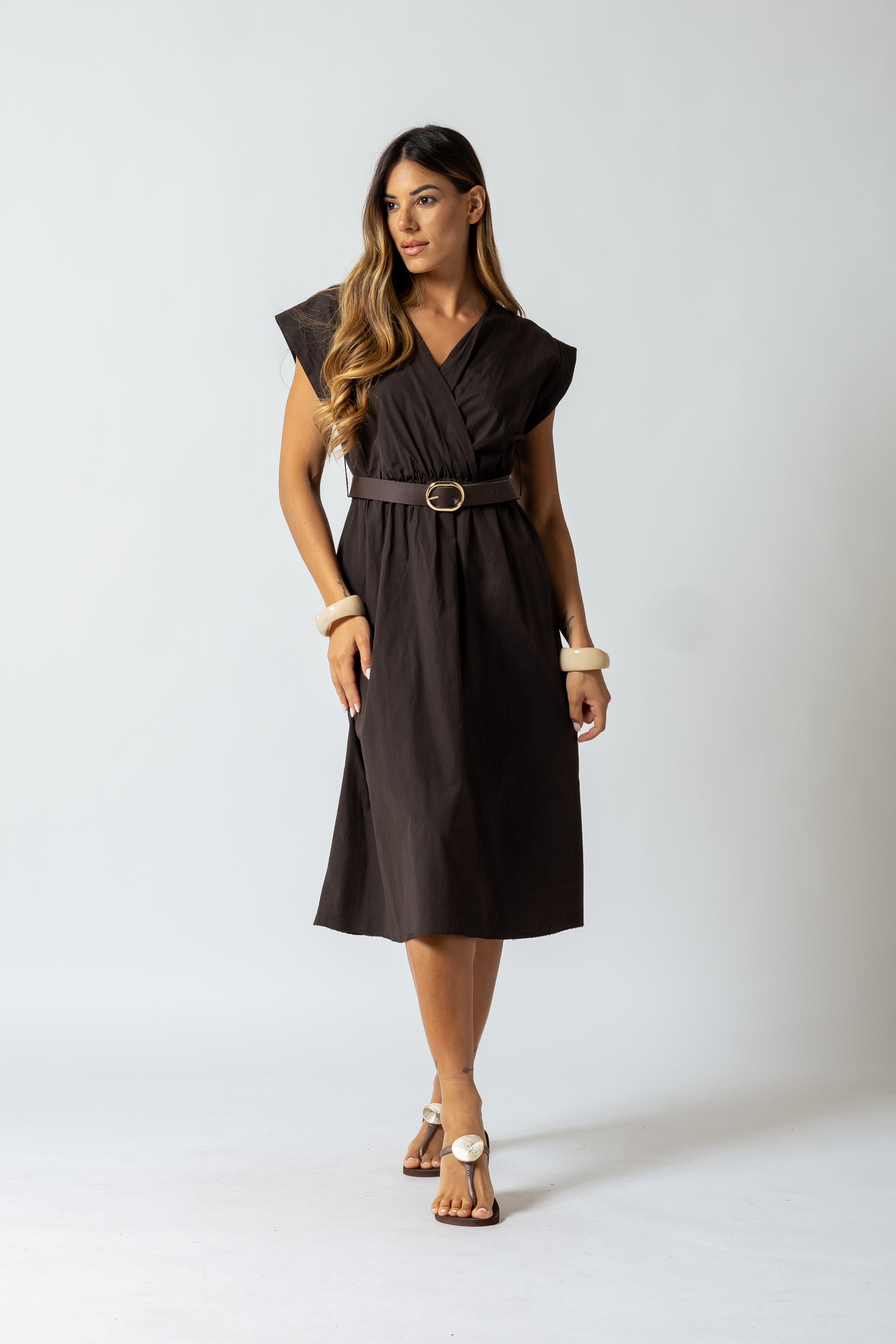 Abito midi Tiffany|Colore:Marrone