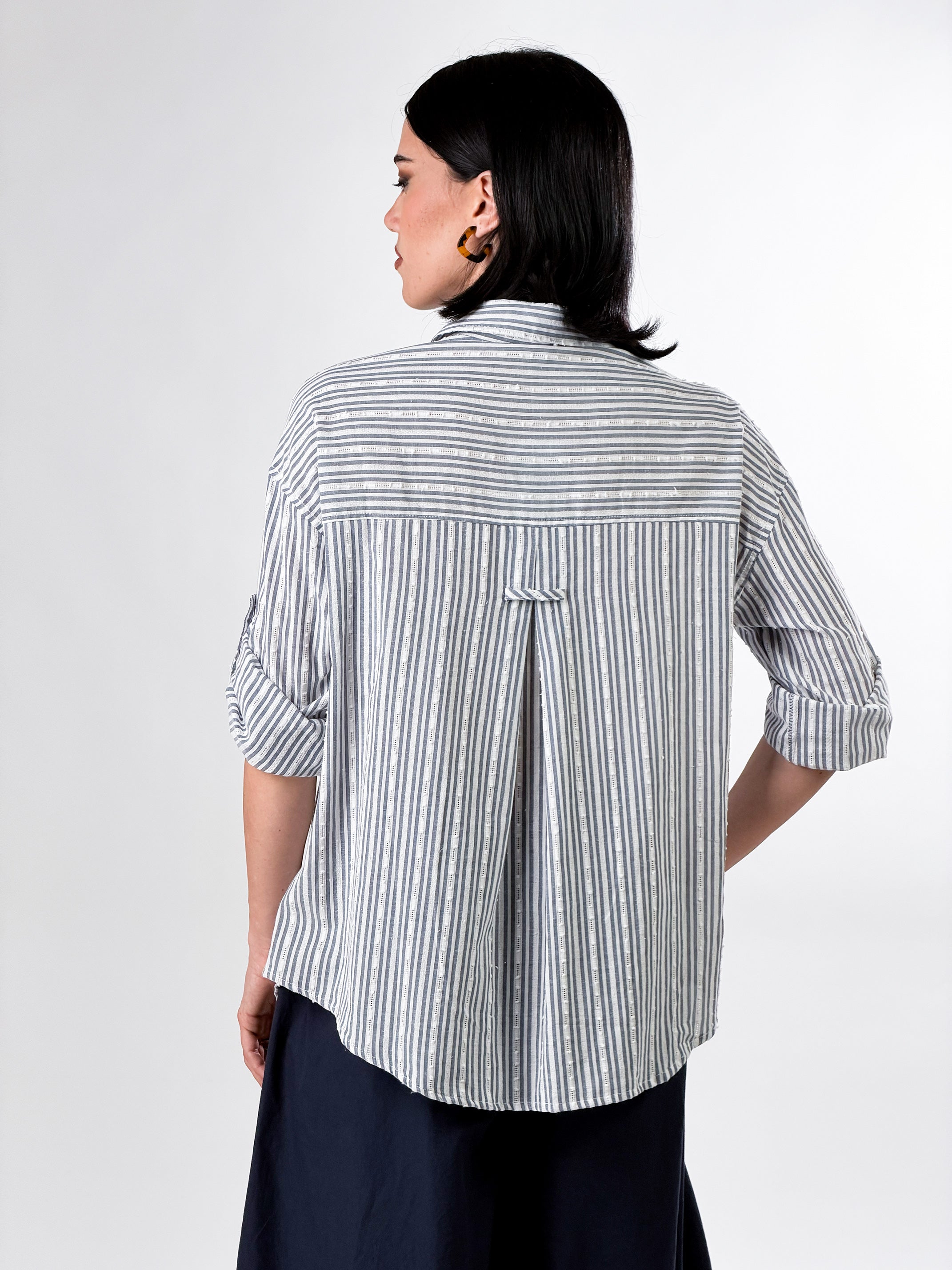 Camicia Oversize con ricami geometrici|Colore:Bianco