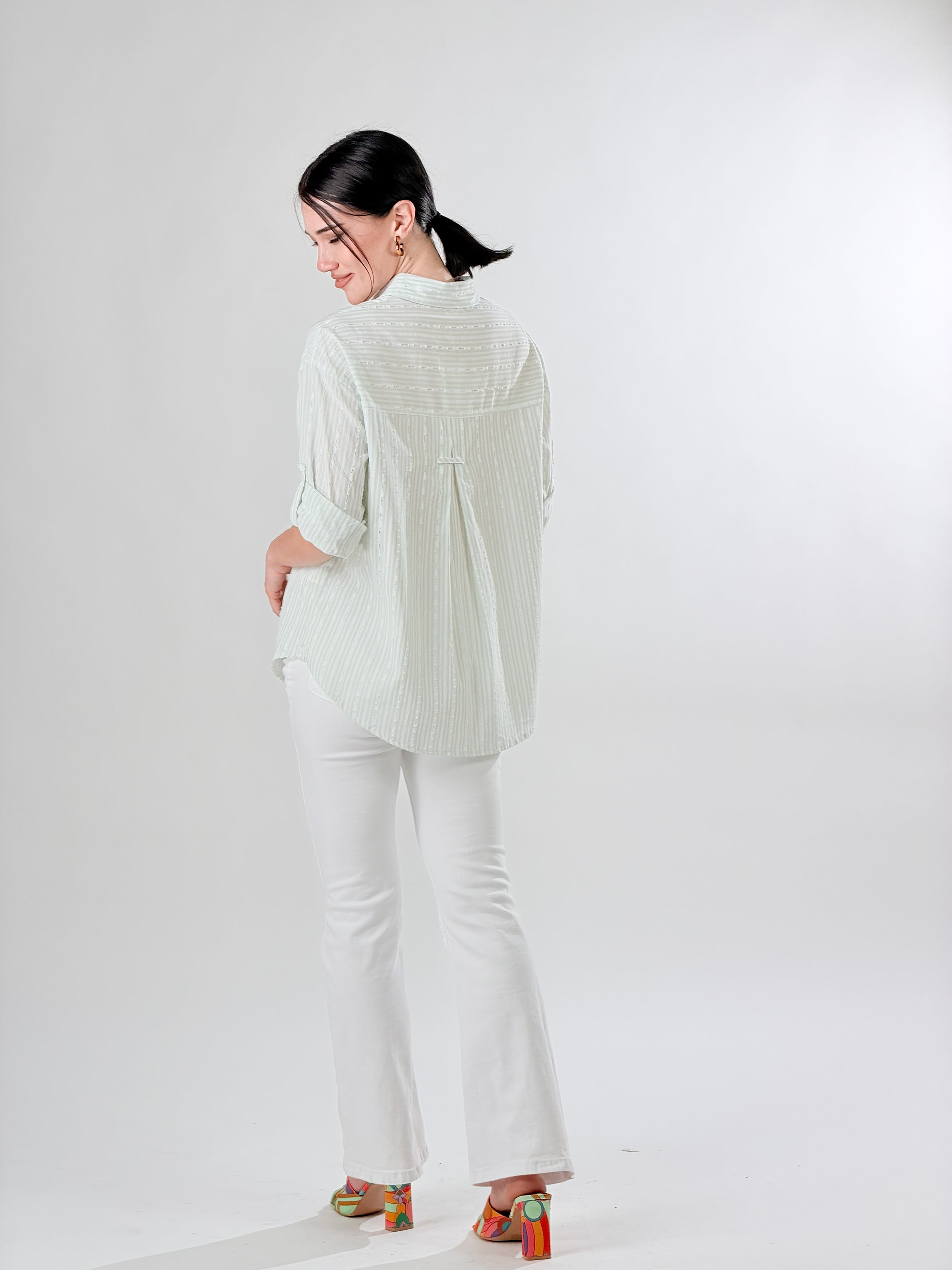 Camicia Oversize con ricami geometrici|Colore:Blu scuro