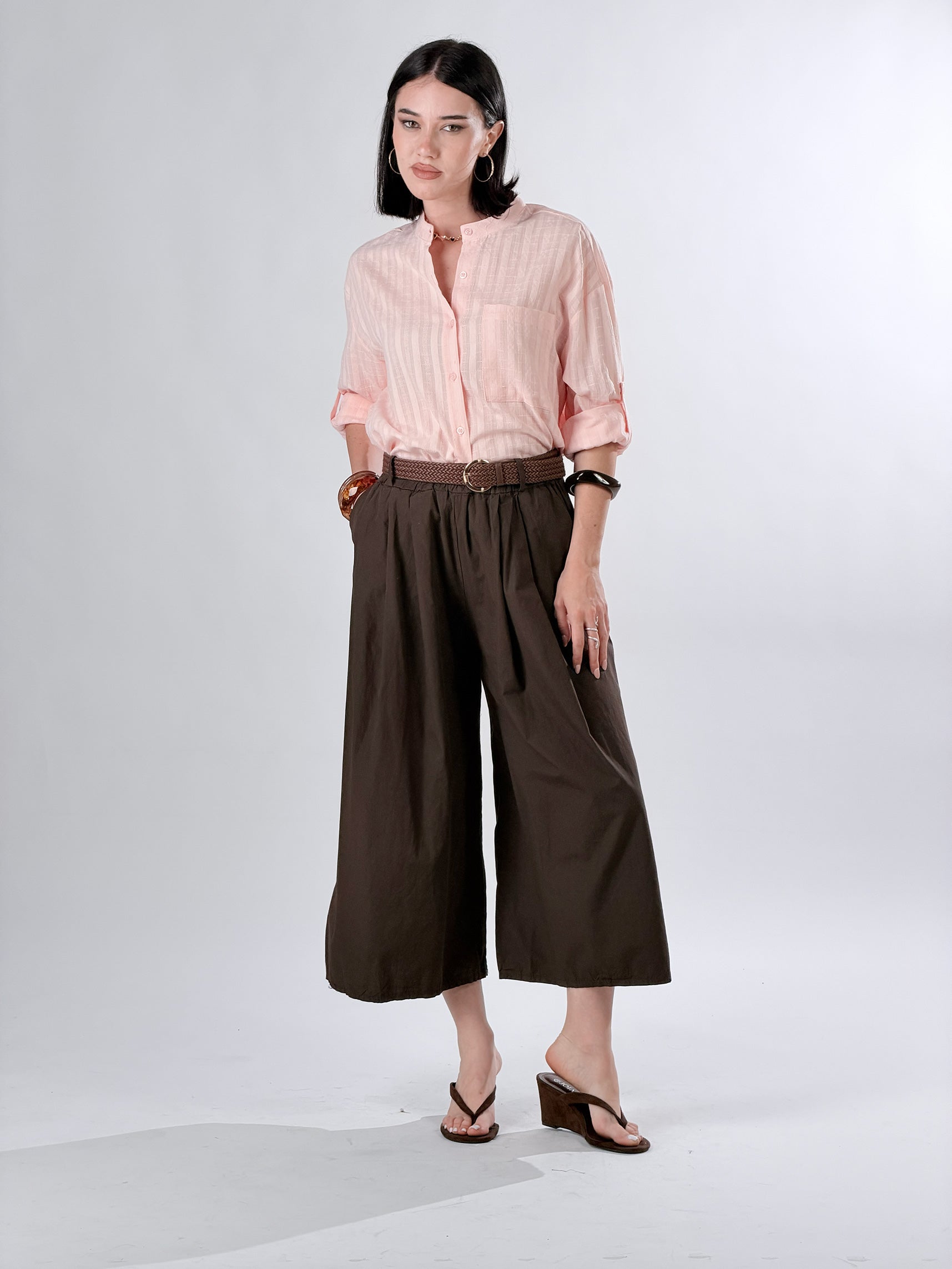 Camicia Coreana con trama |Colore:Rosa