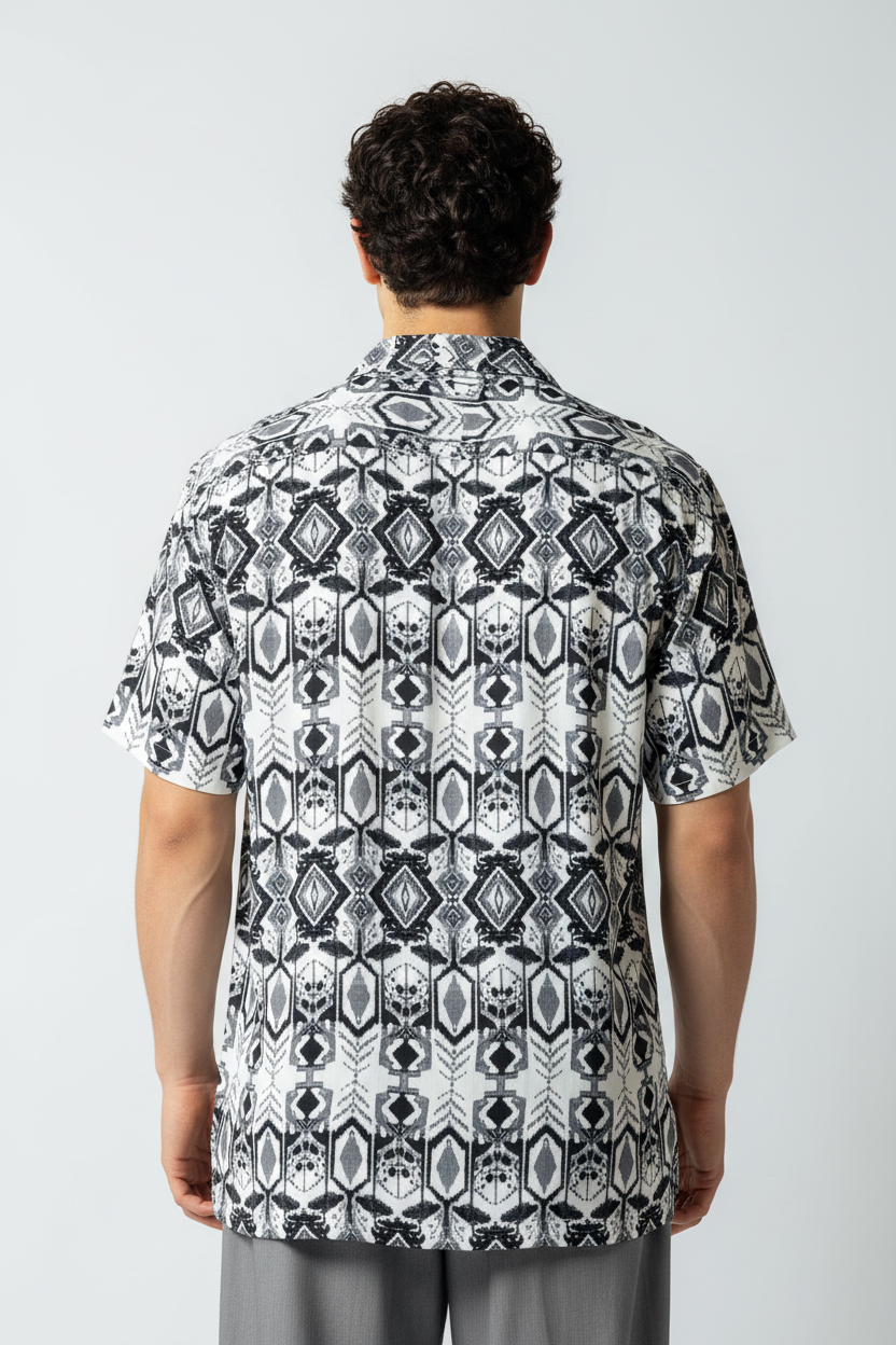 Camicia con stampa azteca|Colore:Grigio