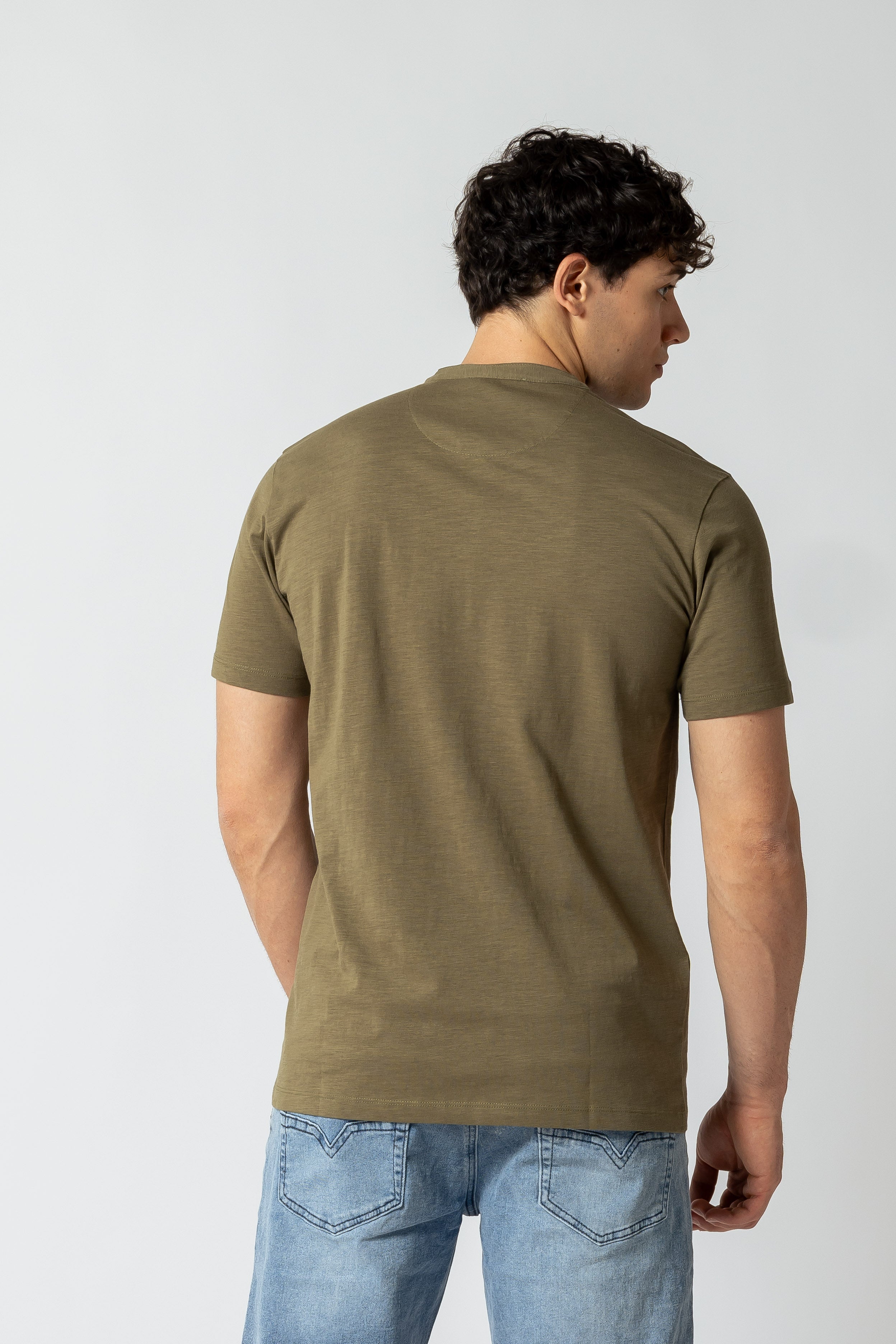 T-shirt serafino con taschino|Colore:Verde salvia