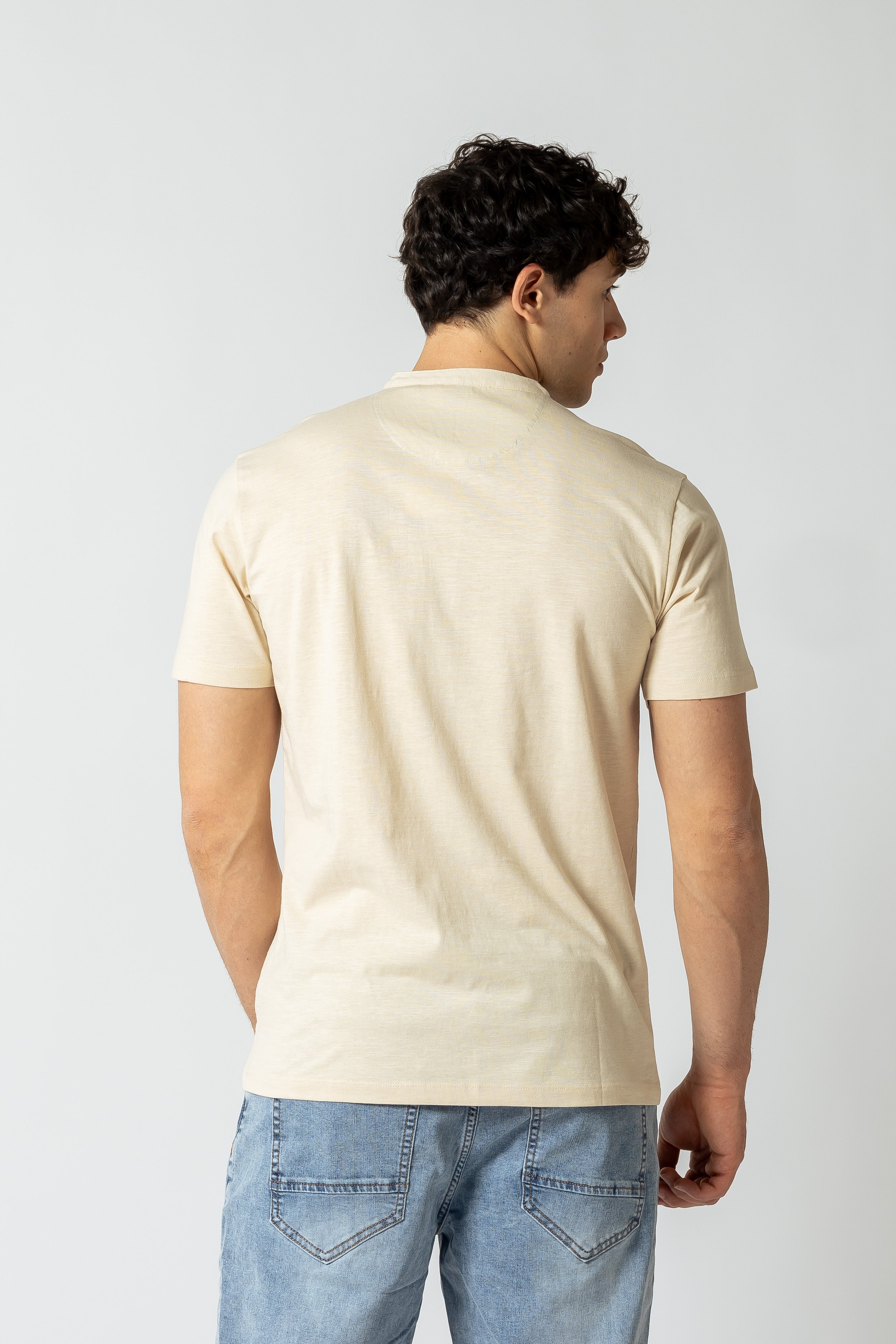 T-shirt serafino con taschino|Colore:Beige