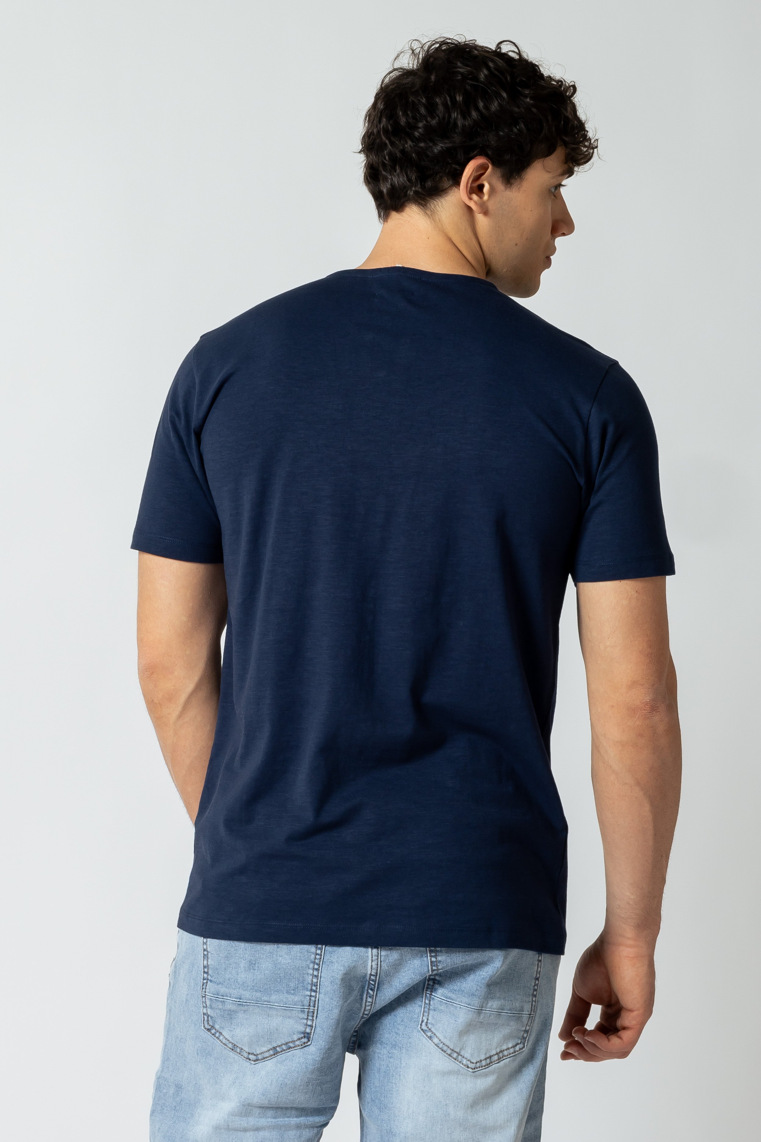 T-Shirt Serafino con inserti|Colore:Blu scuro