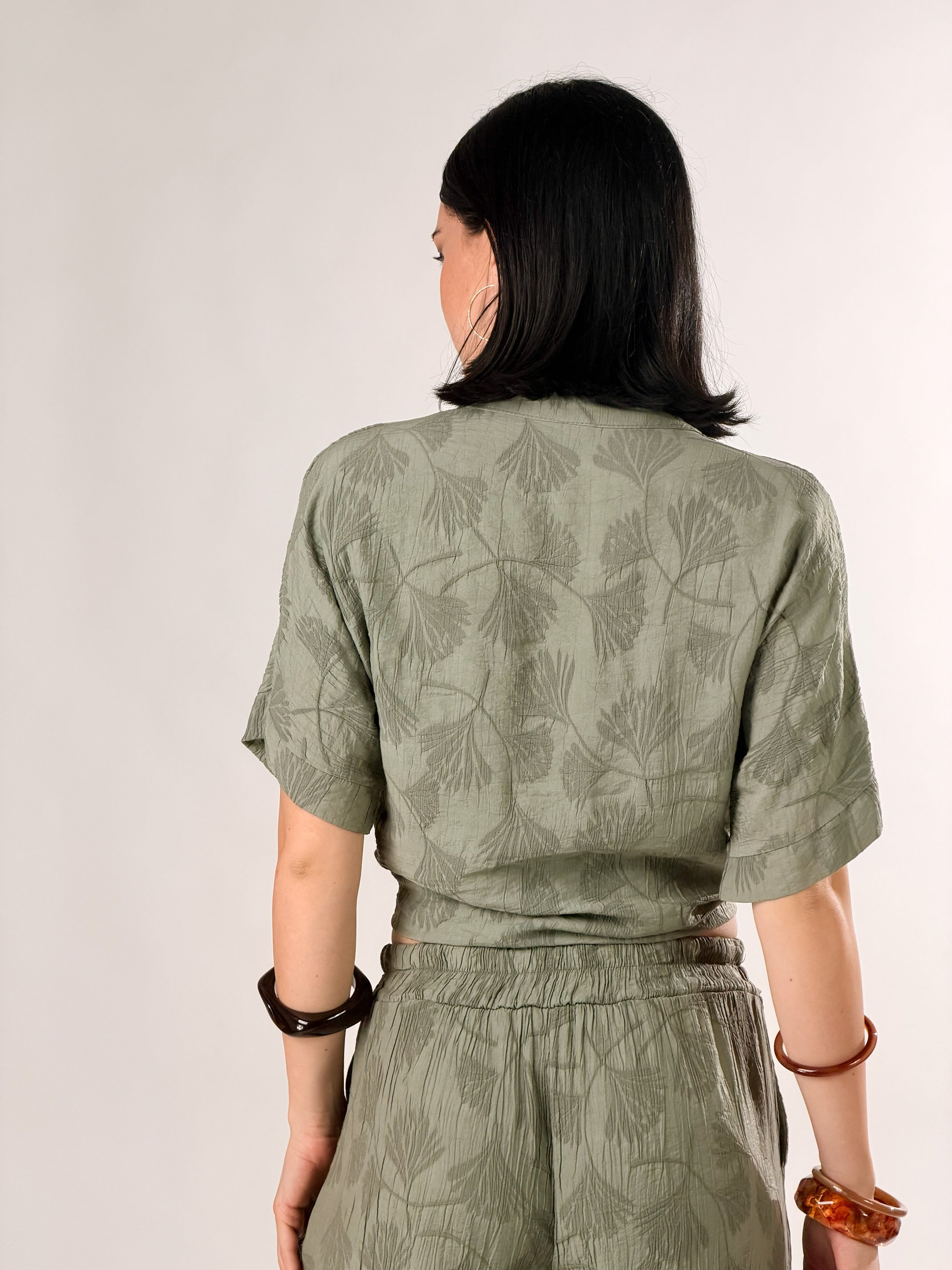Camicia in tessuto strutturato|Colore:Verde chiaro