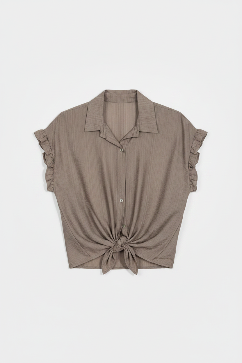 Camicia manica ad aletta con nodo|Colore:Fango
