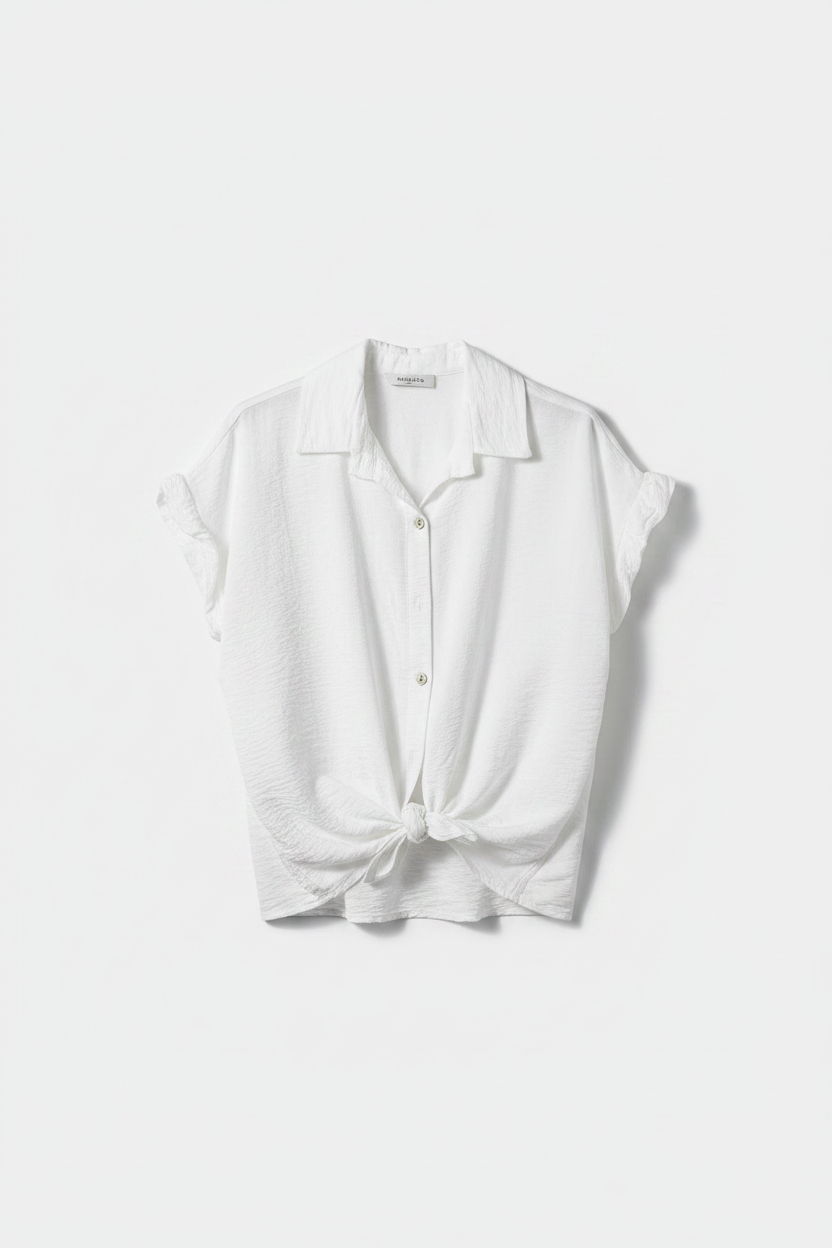 Camicia manica ad aletta con nodo|Colore:Bianco