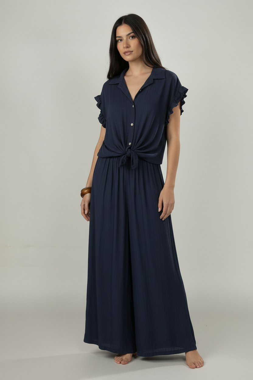 Camicia manica ad aletta con nodo|Colore:Blue