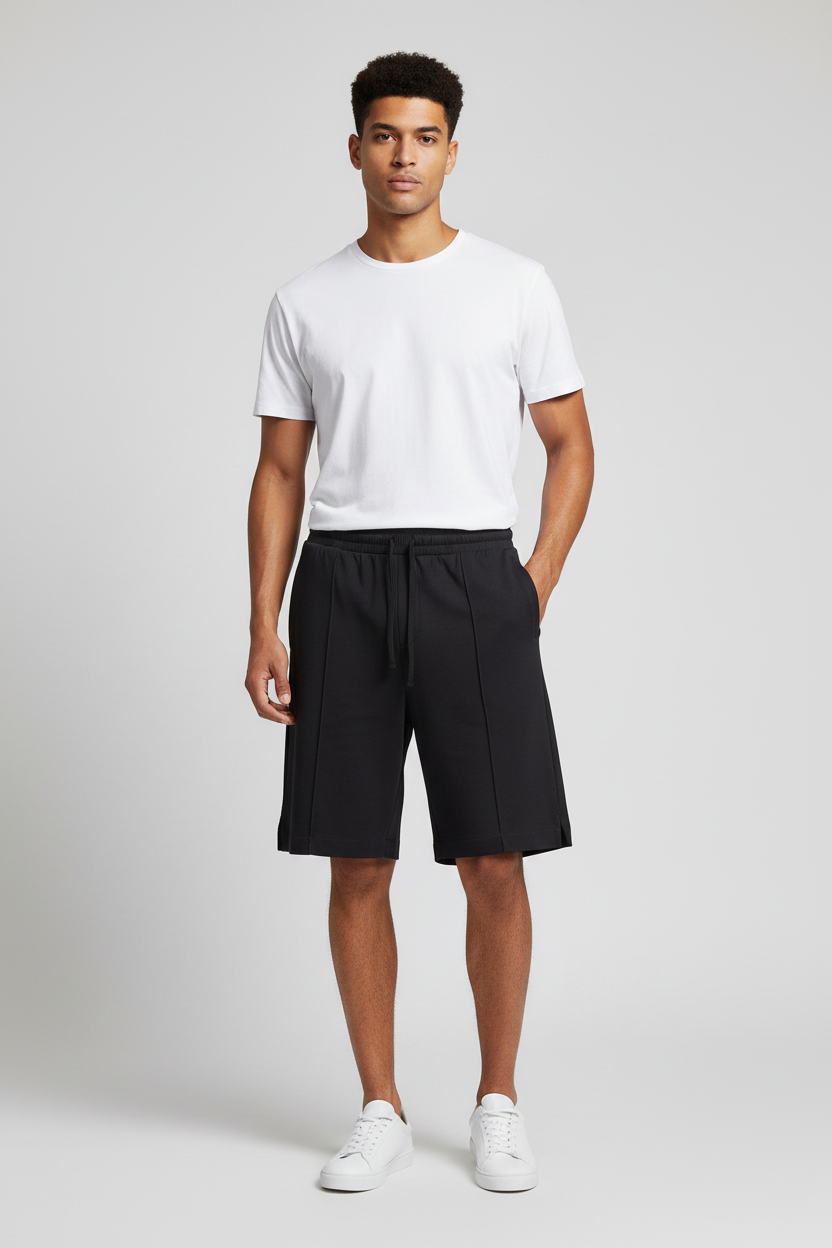 Bermuda con tasche a filo|Colore:Nero