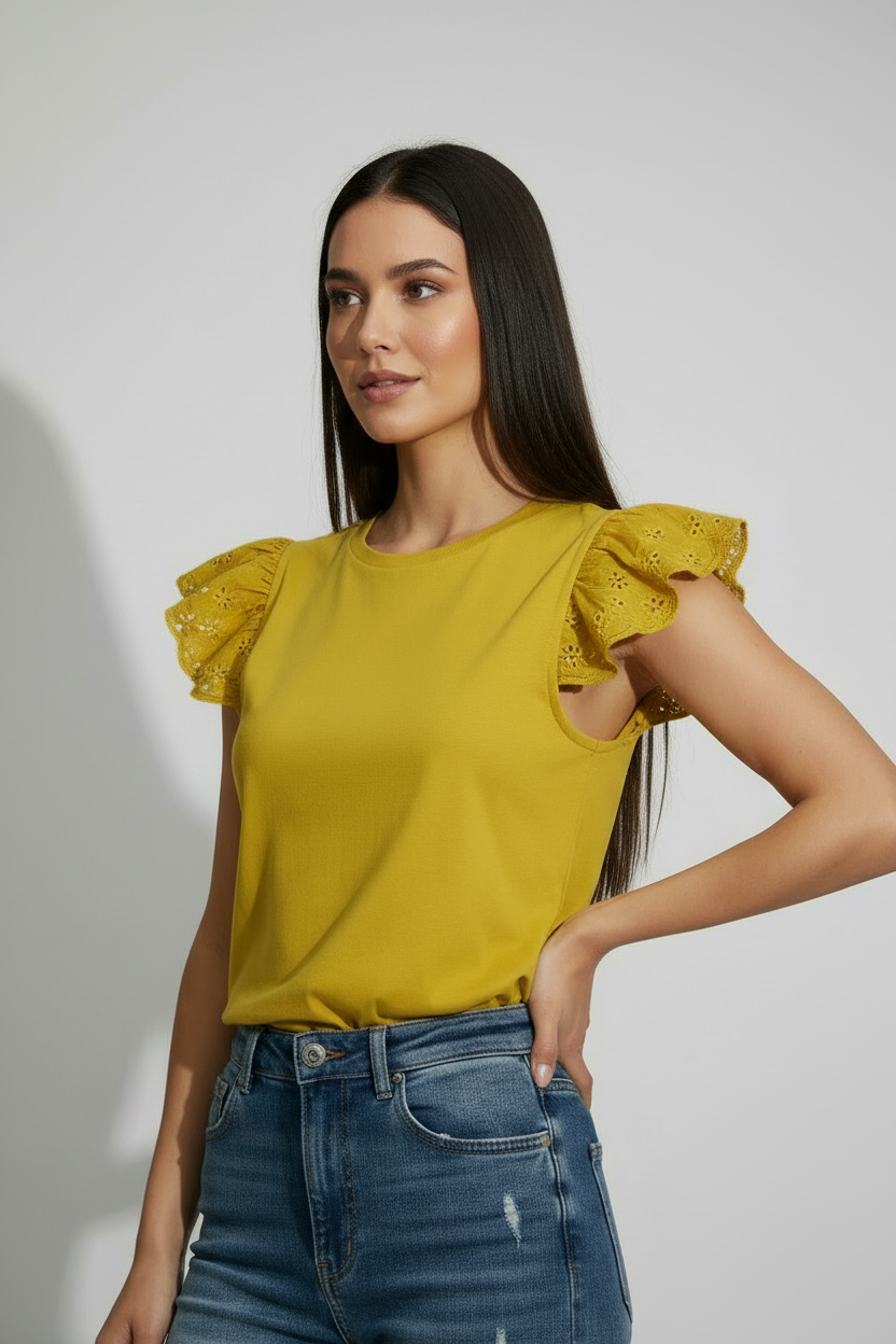 T-Shirt Costa azzurra|Colore:Mostarda