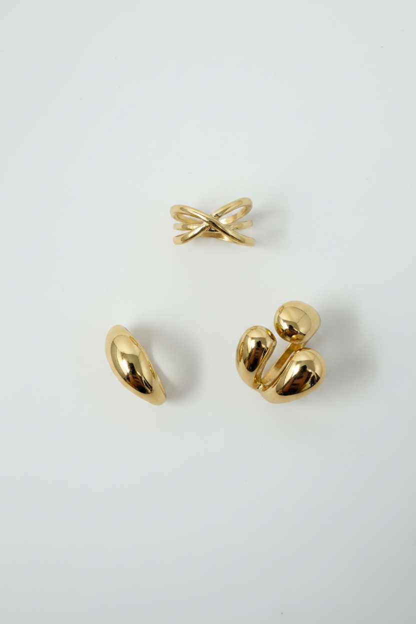 Tris anelli gocce|Colore:Oro