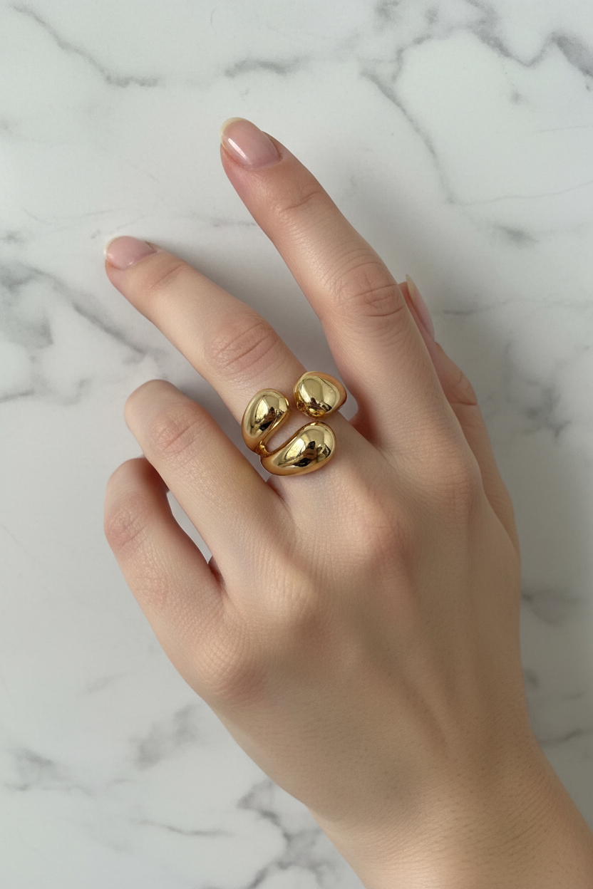 Tris anelli gocce|Colore:Oro