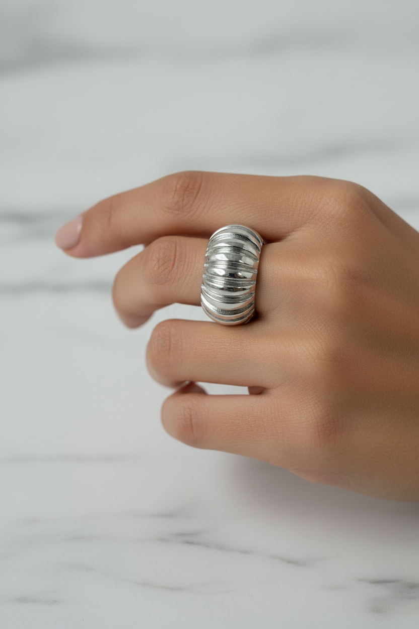 Anello croissant|Colore:Argento