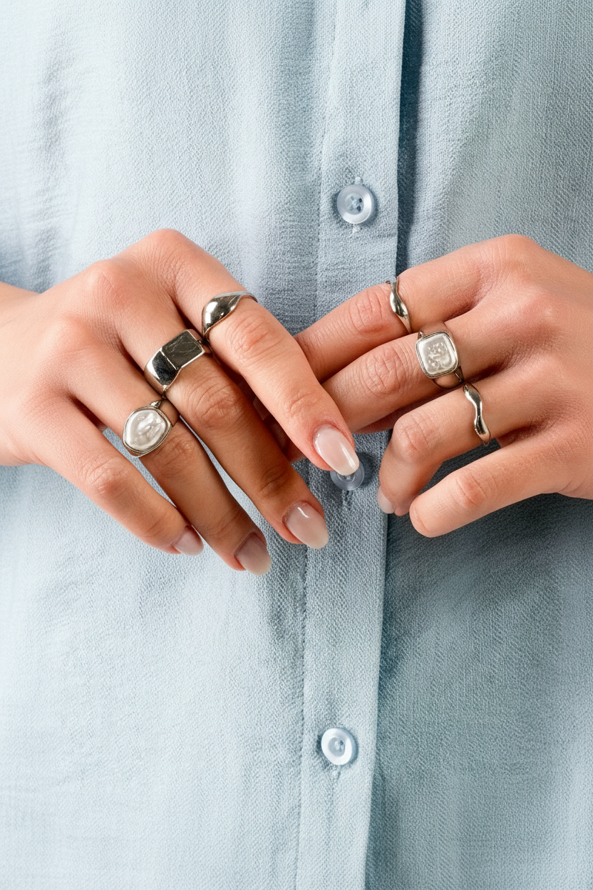 set di 6 anelli aregnto|Colore:Argento