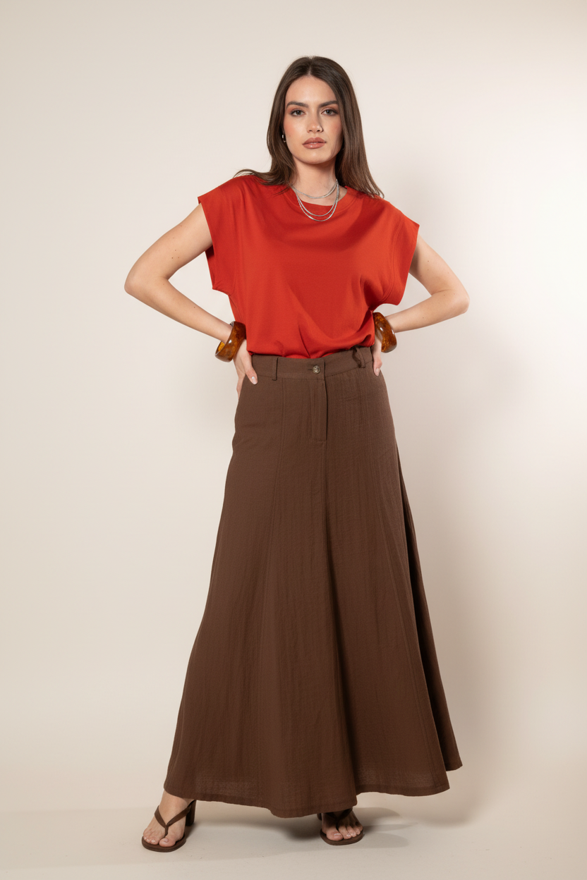 T- shirt manica ampia|Colore:Ruggine
